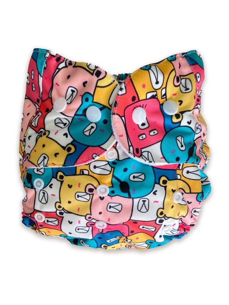 Bear Buddies Print Waterproof Reusable Pocket Diaper For Babies