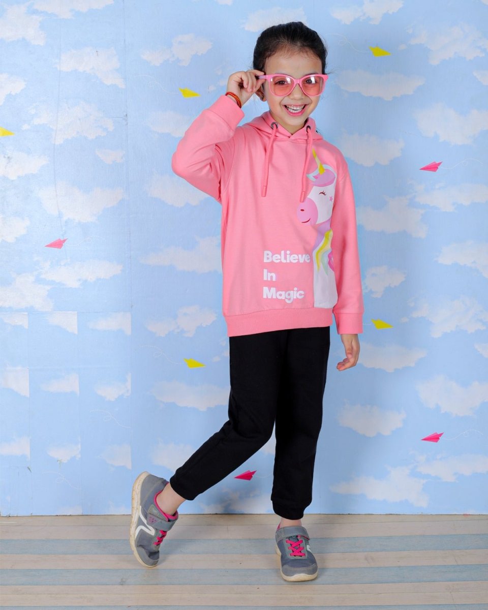  Believe In Unicorn Magic Pink Hooded Sweatshirt