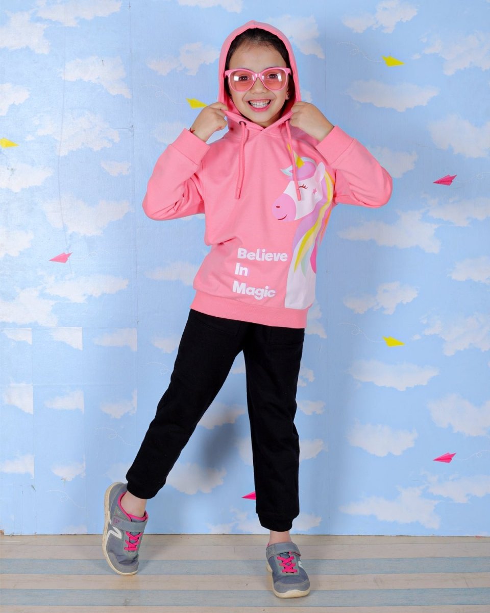  Believe In Unicorn Magic Pink Hooded Sweatshirt