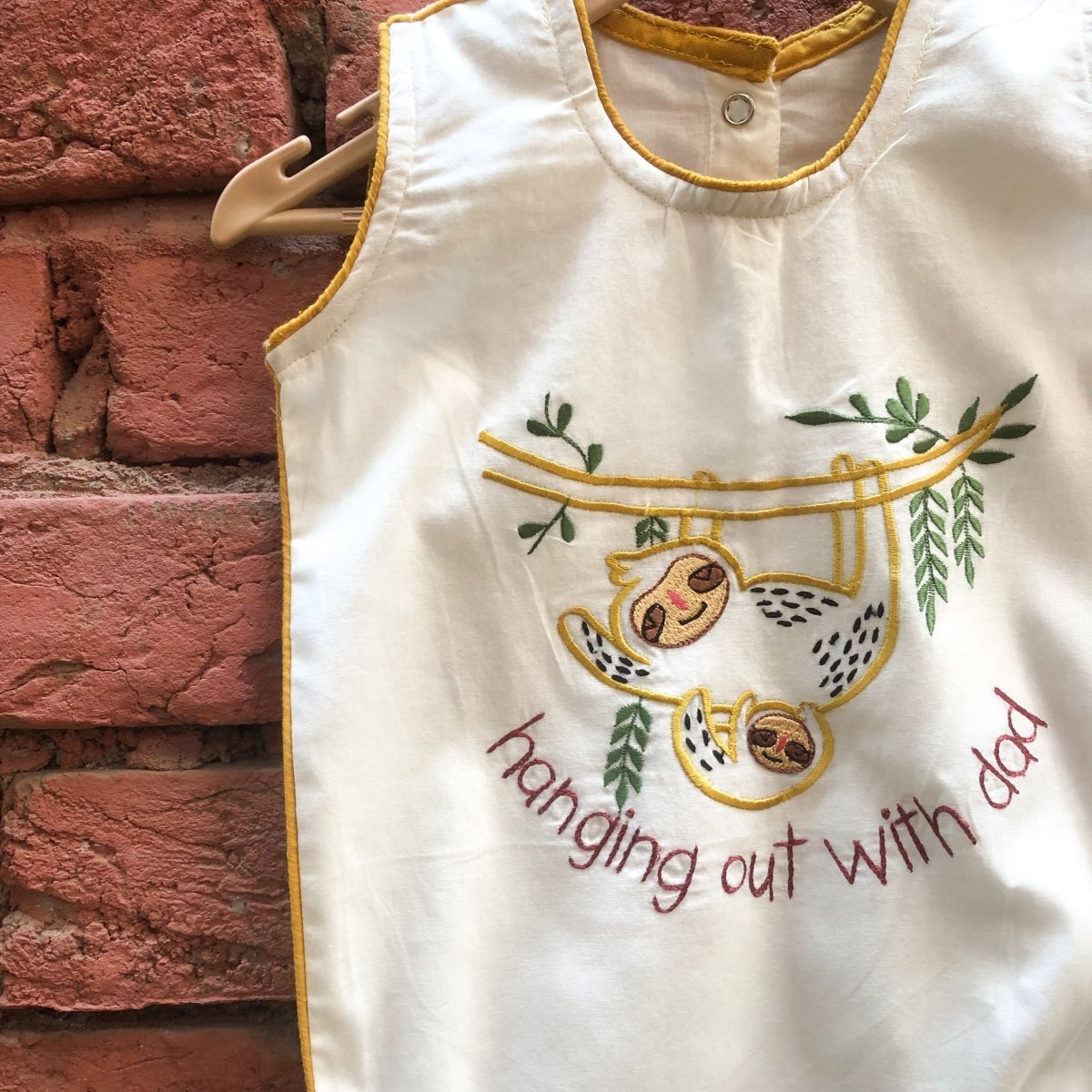 Bhaakur Cotton Voile Hanging Out With Dad Infant Romper