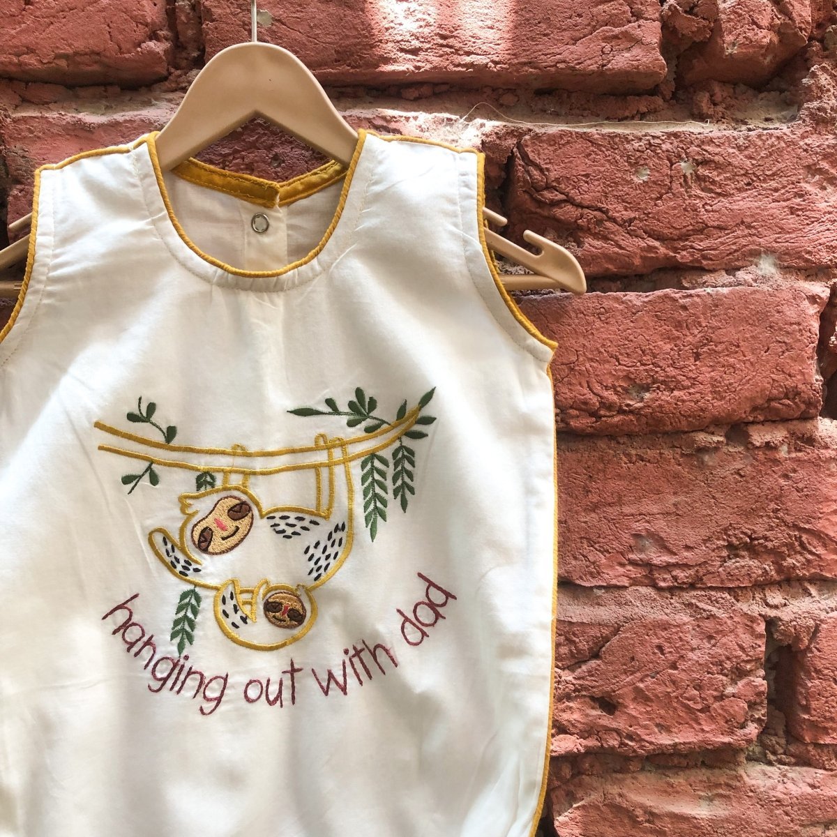 Bhaakur Cotton Voile Hanging Out With Dad Infant Romper
