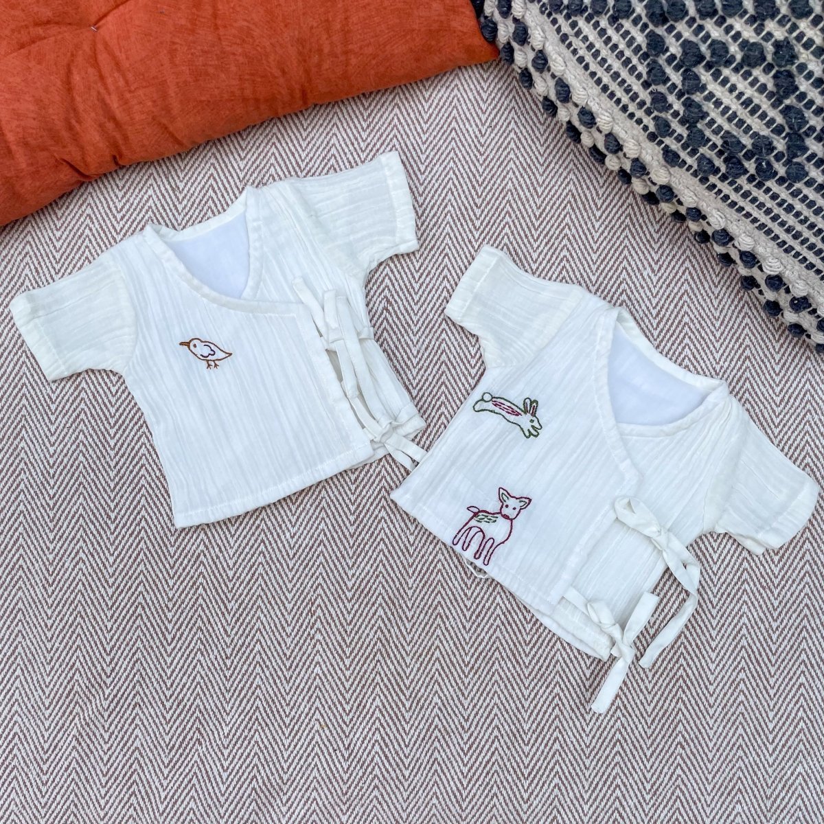 Bhaakur Forest Theme Muslin Infant Jhablas Set of 2