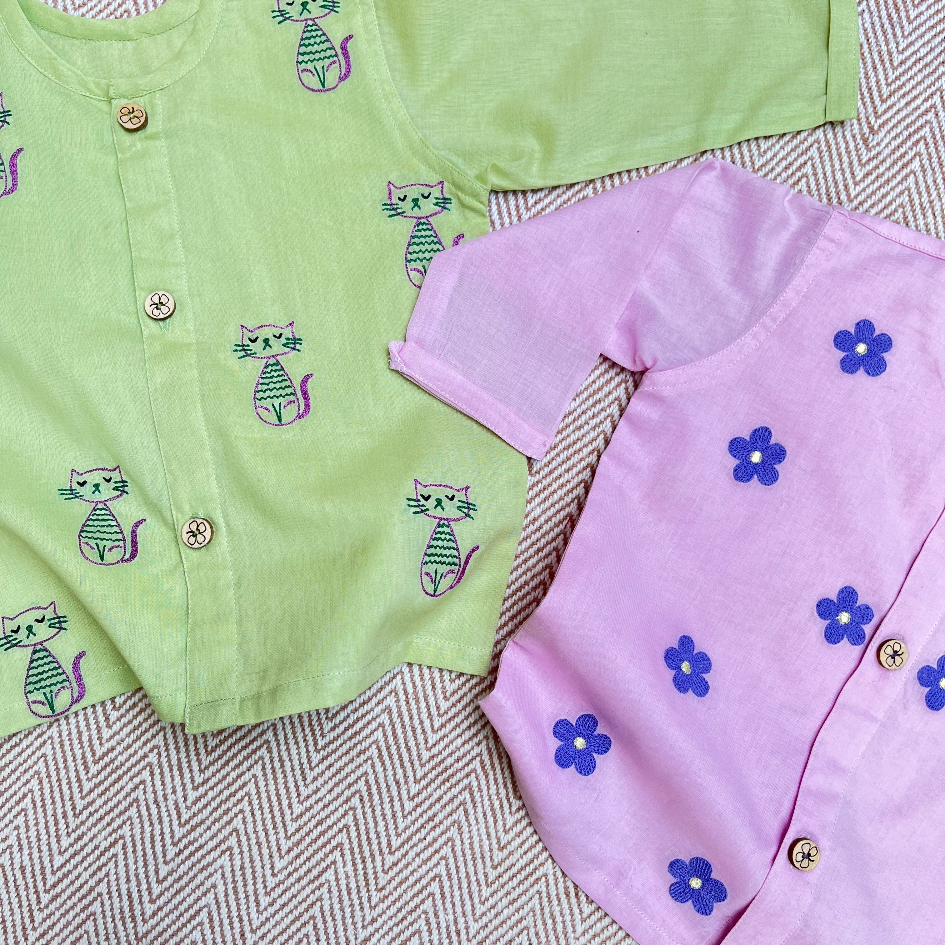 Bhaakur Daisy and Cat Organic Cotton Infant Set