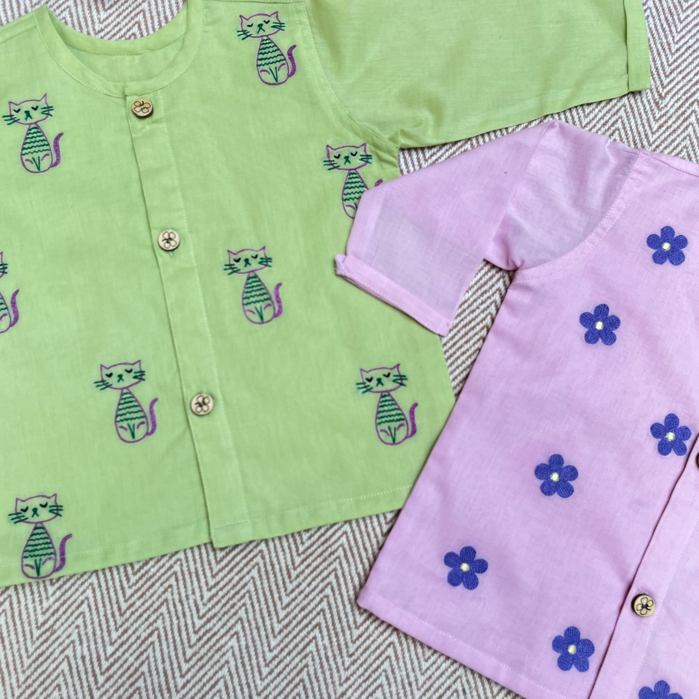 Bhaakur Daisy and Cat Organic Cotton Infant Set