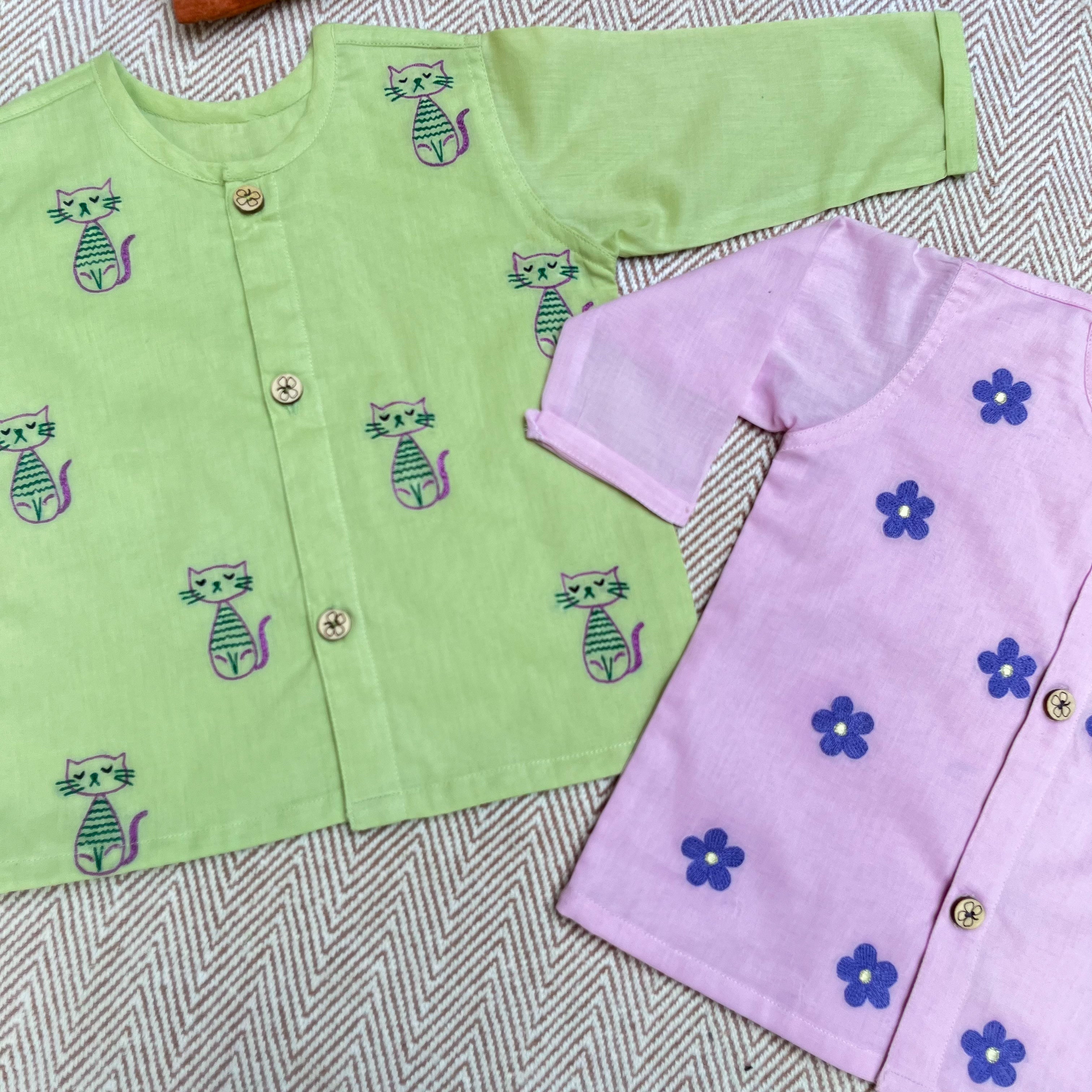 Bhaakur Daisy and Cat Organic Cotton Infant Set