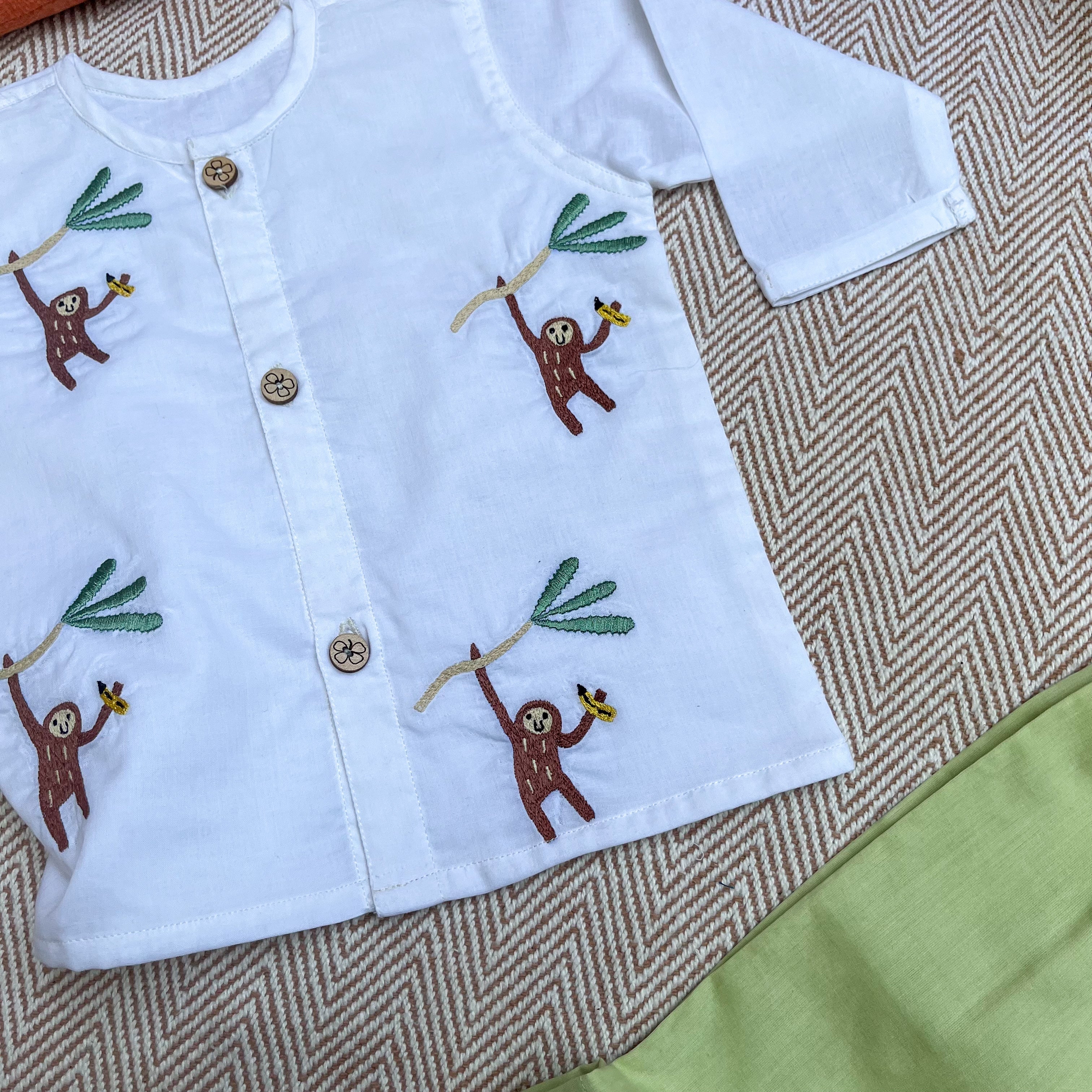 Bhaakur Organic Cotton Full Sleeves Jhabla Set