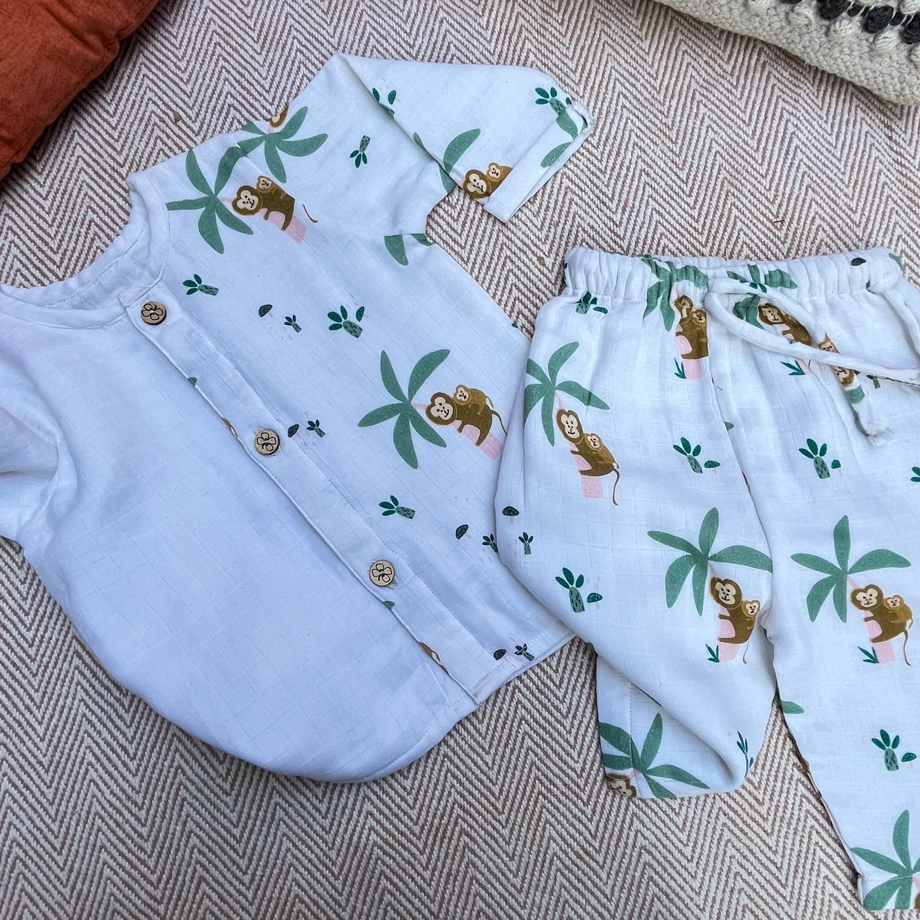 Bhaakur Organic Cotton Full Sleeves Jhabla Set