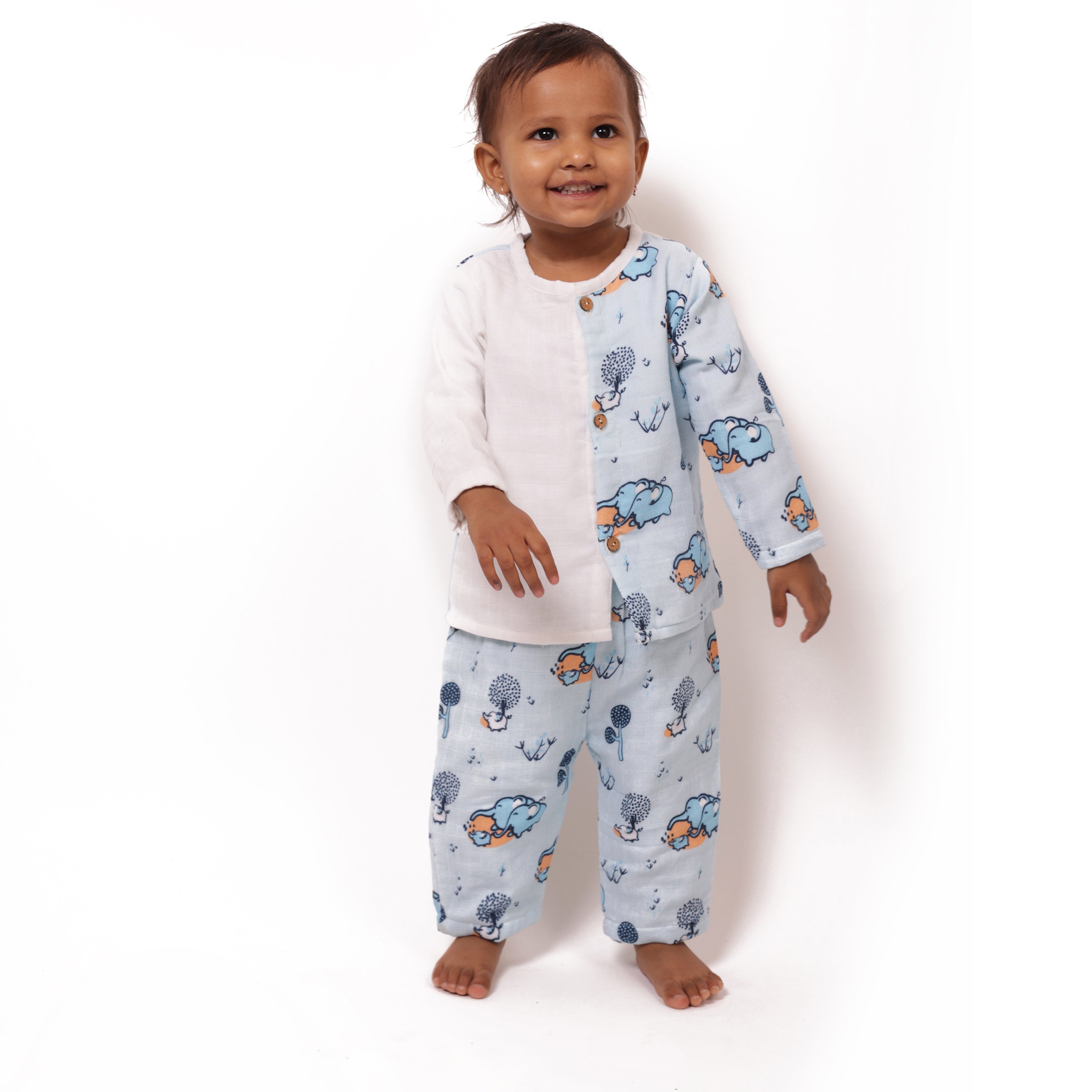 Bhaakur Organic Cotton Full Sleeves Jhabla Set