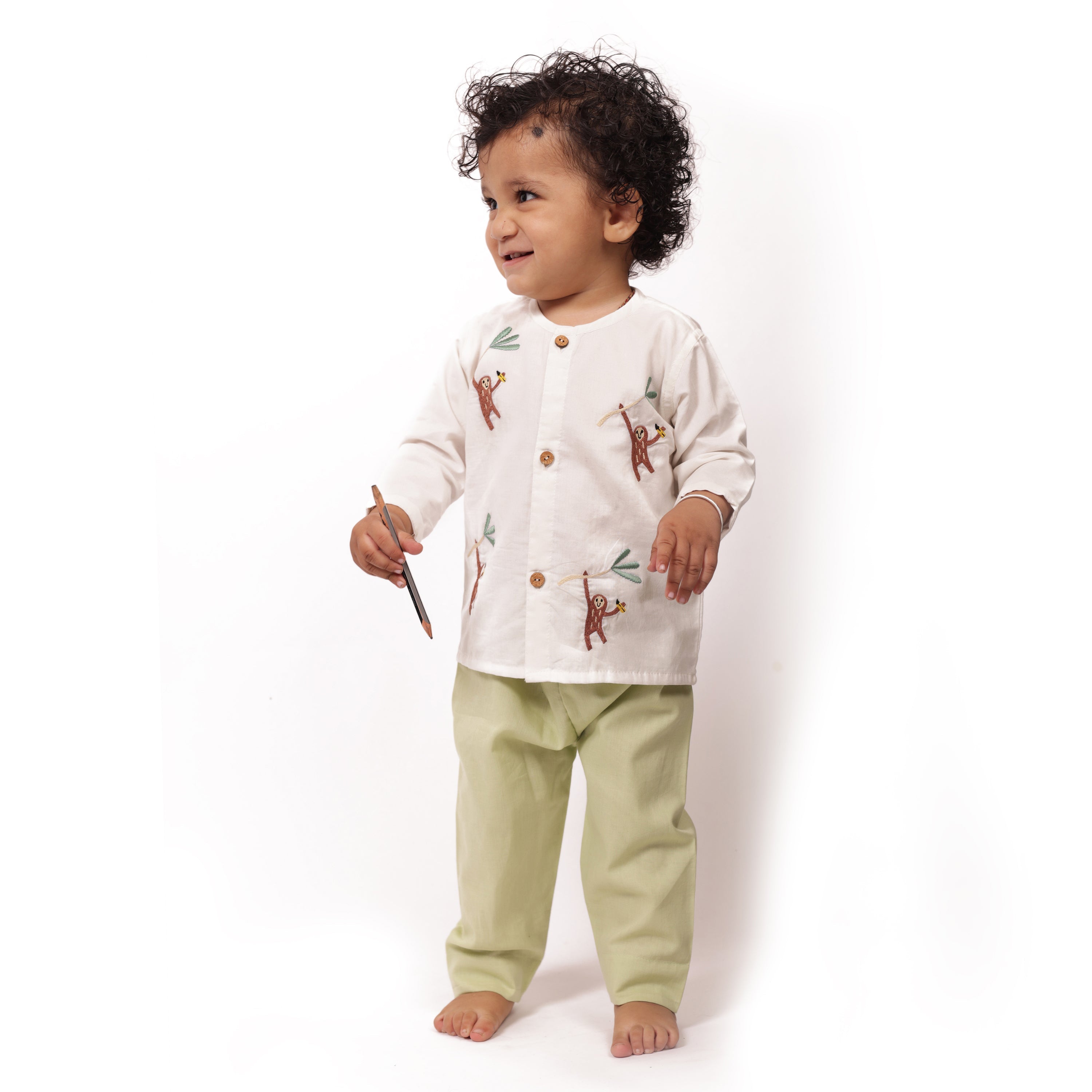 Bhaakur Organic Cotton Full Sleeves Jhabla Set