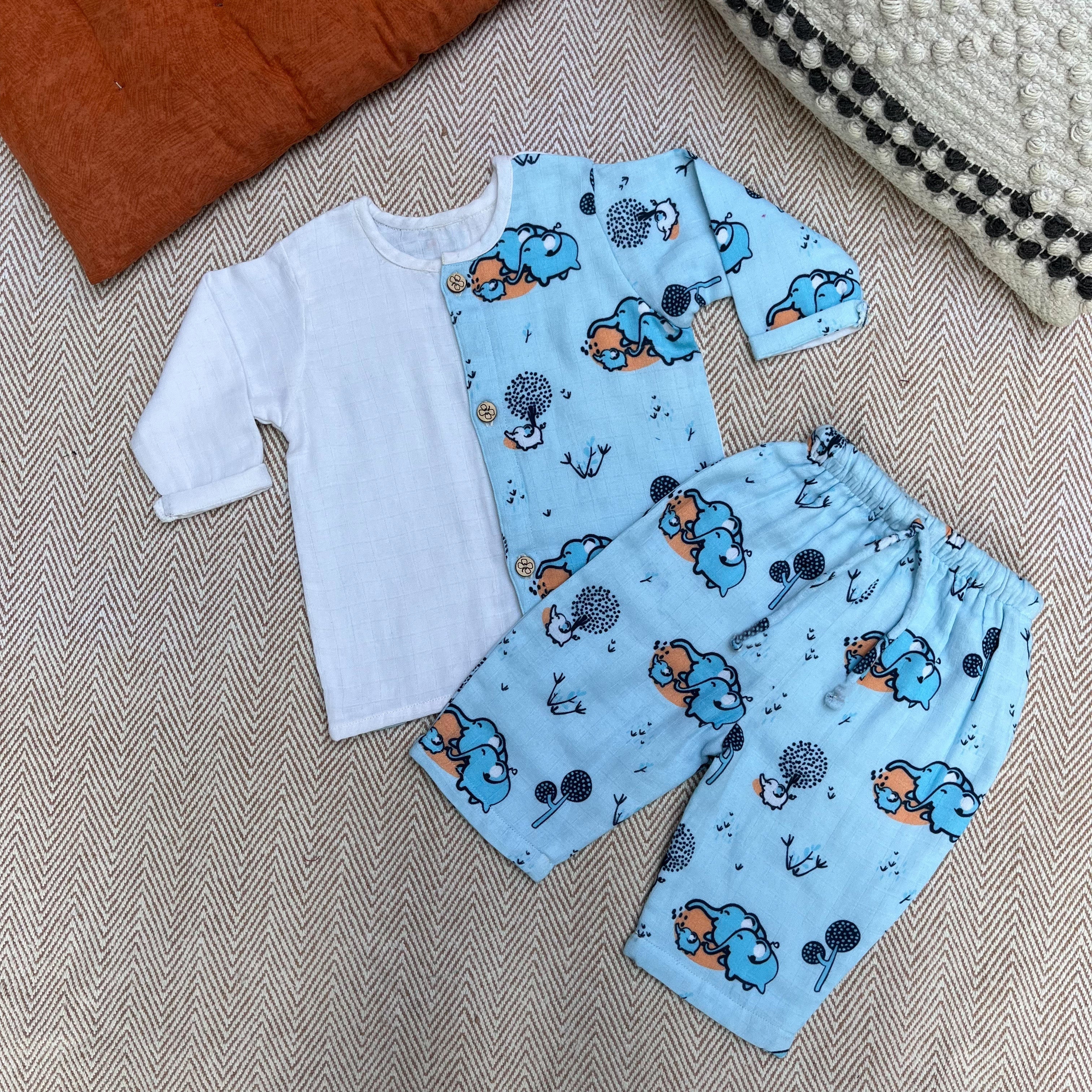 Bhaakur Organic Cotton Full Sleeves Jhabla Set