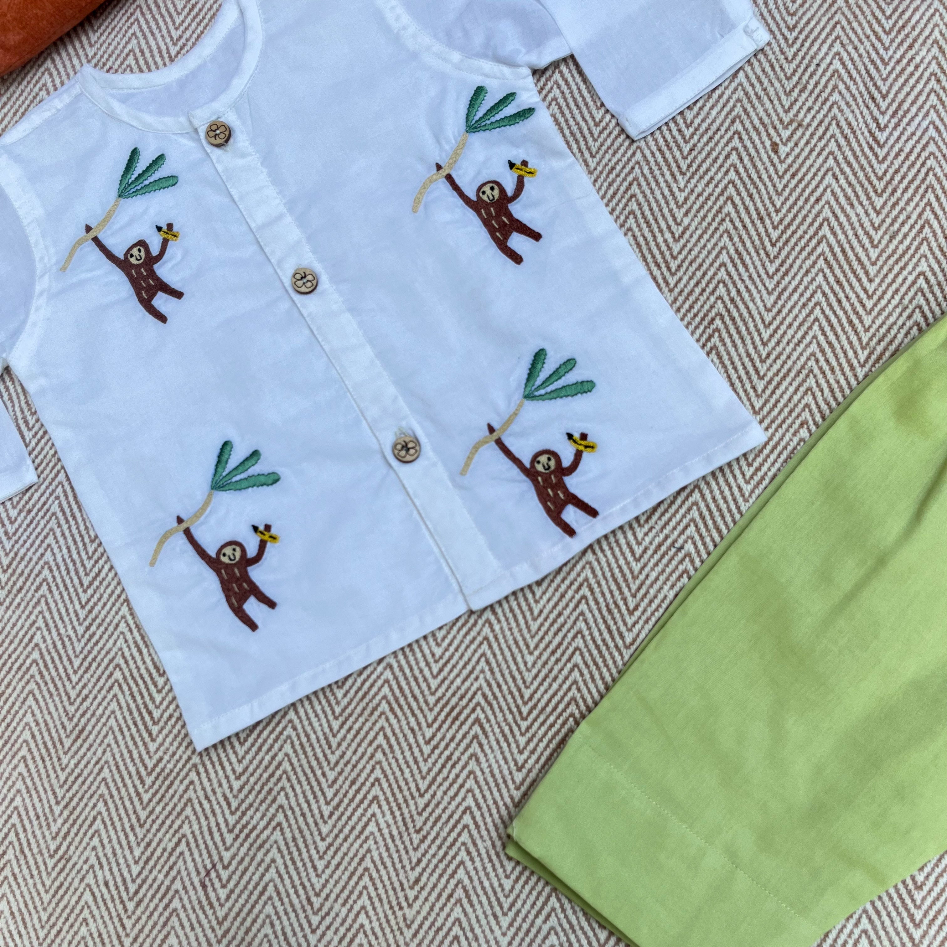 Bhaakur Organic Cotton Full Sleeves Jhabla Set