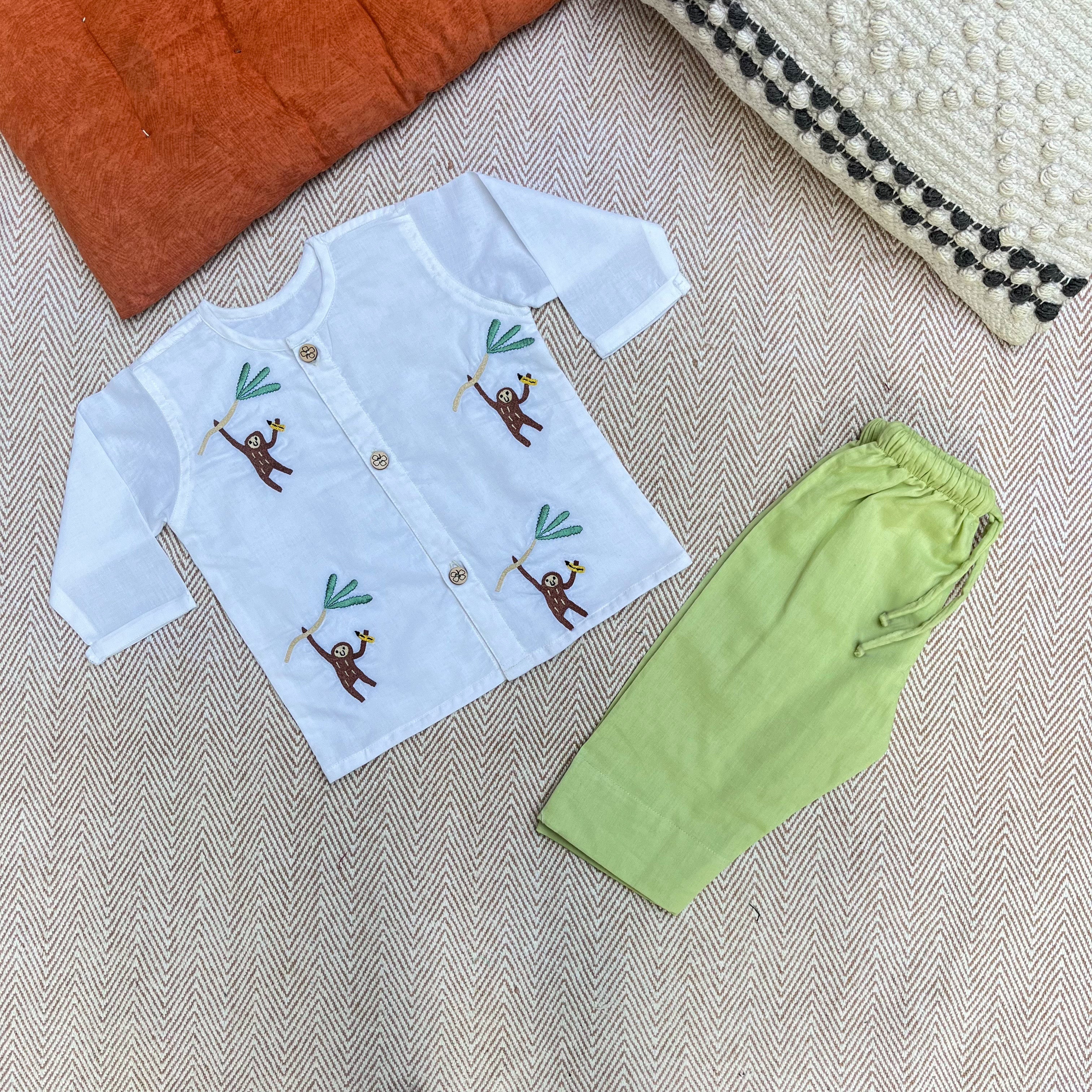 Bhaakur Organic Cotton Full Sleeves Jhabla Set