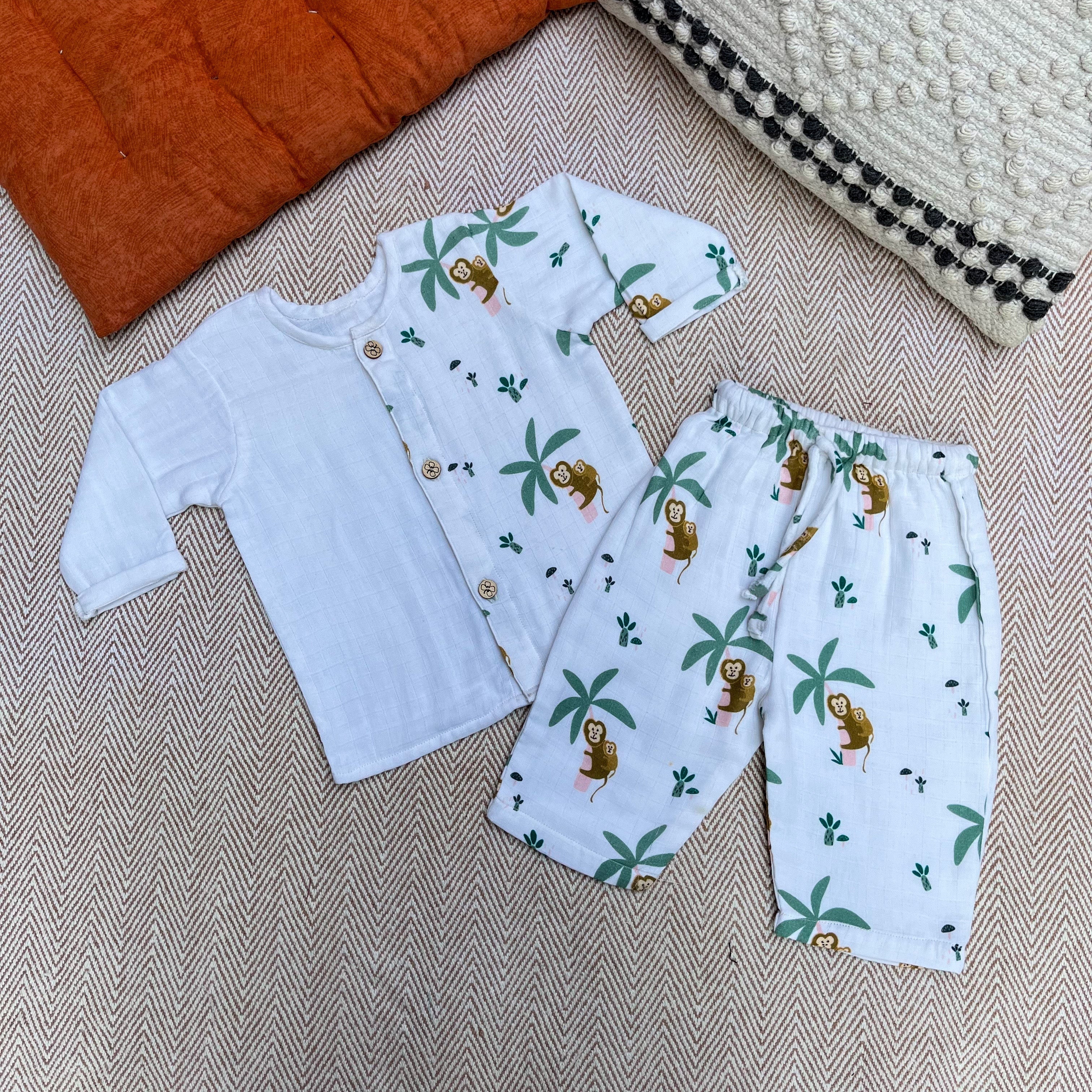Bhaakur Organic Cotton Full Sleeves Jhabla Set