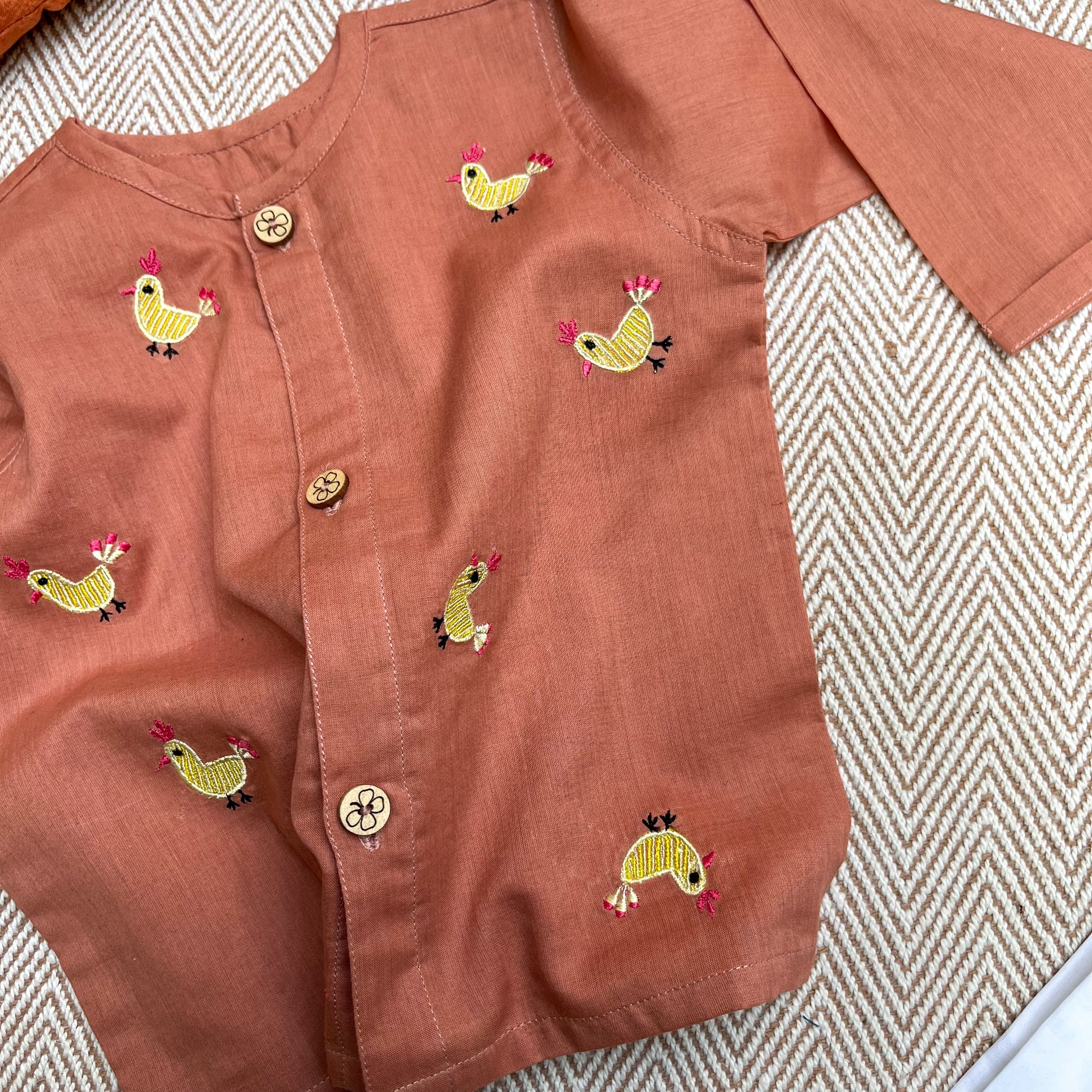 Bhaakur Organic Cotton Full Sleeves Jhabla Set