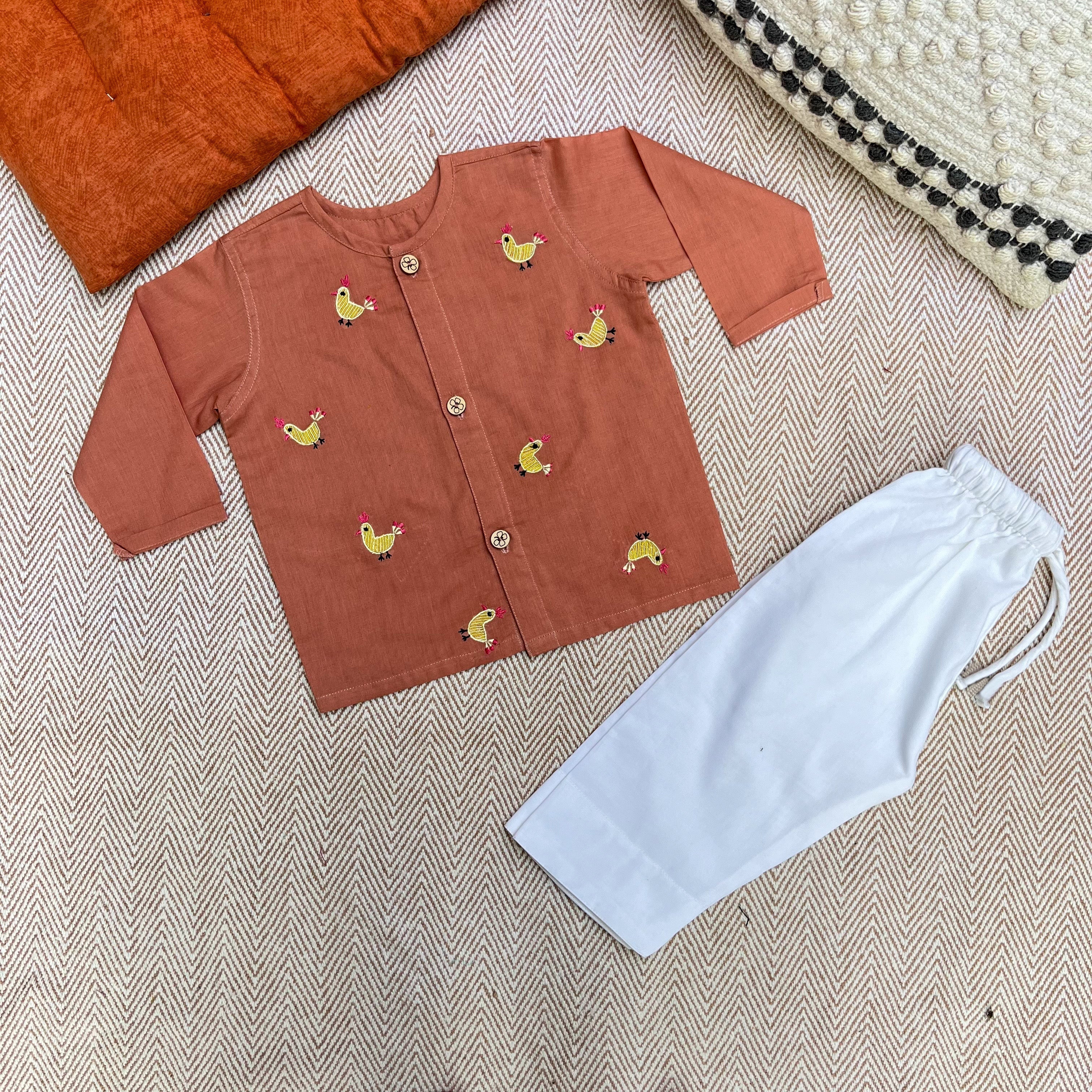 Bhaakur Organic Cotton Full Sleeves Jhabla Set