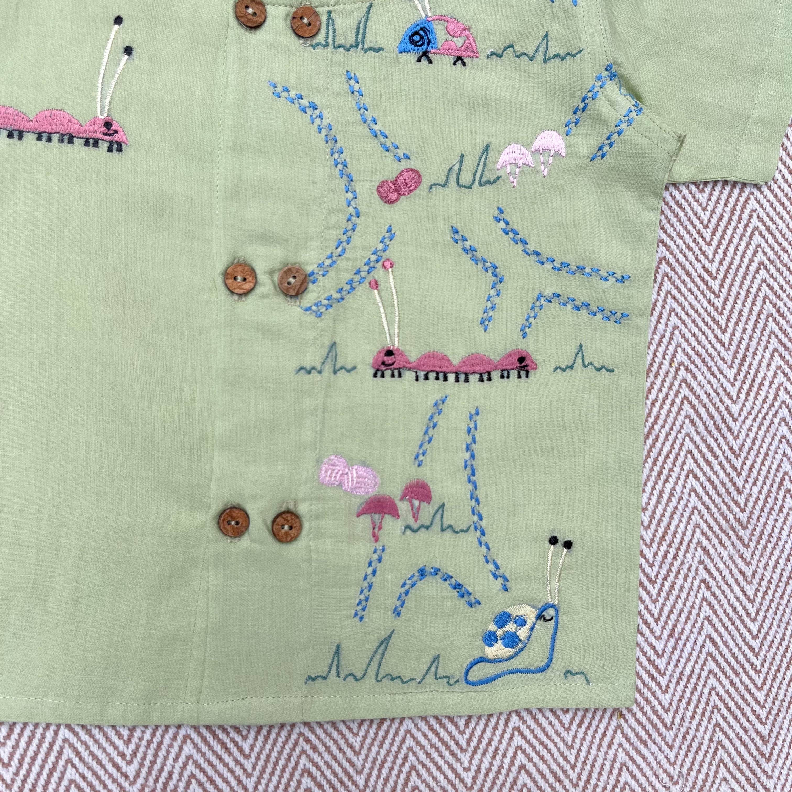 Bhaakur Grasshopper And Birds In The Sky Voile Jhabla Set Pack Of 2
