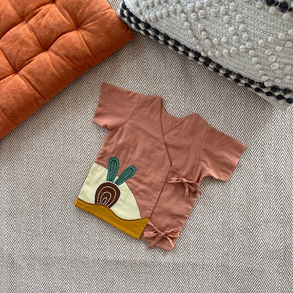 Bhaakur Voile Squirrel Patchwork Infant Jhabla Set