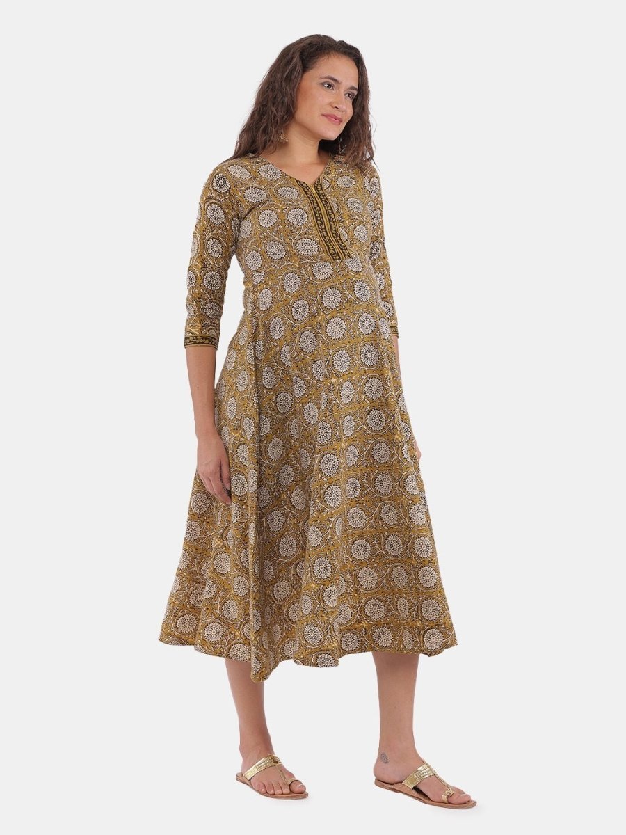  Bhumi Floral Print Maternity and Nursing Kurti Dress Blue
