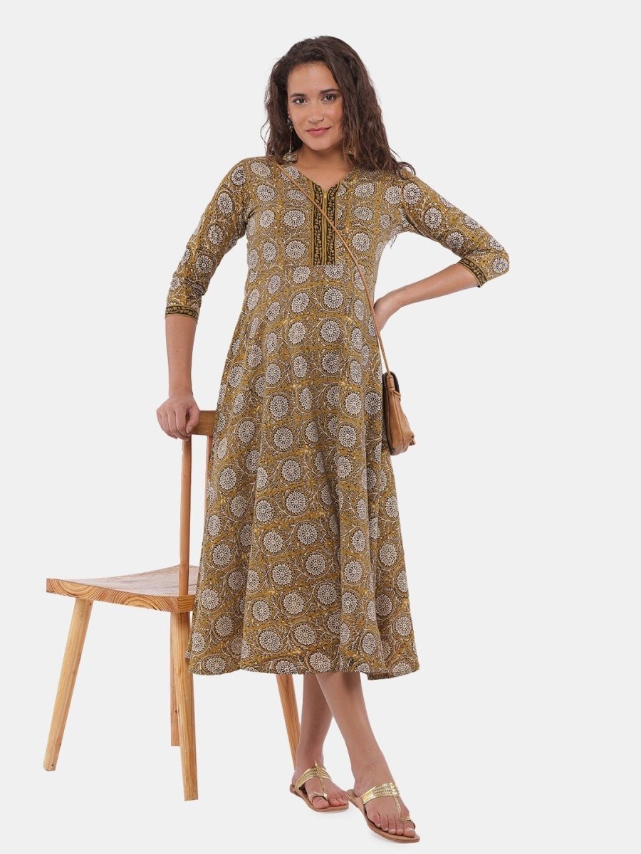  Bhumi Floral Print Maternity and Nursing Kurti Dress Blue