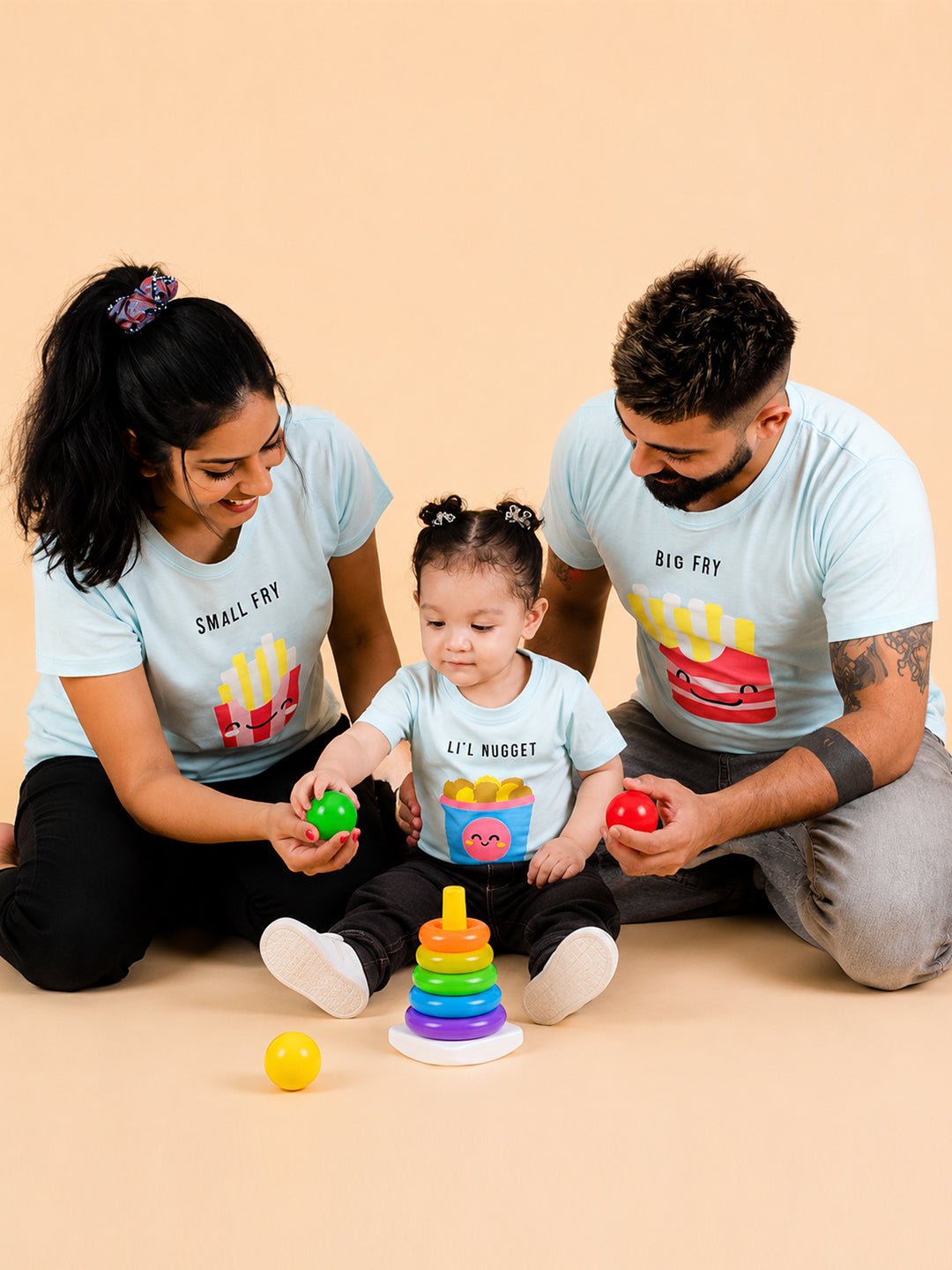 Big Fries Cotton Matching Family T-Shirt Twinning Combo Of 3