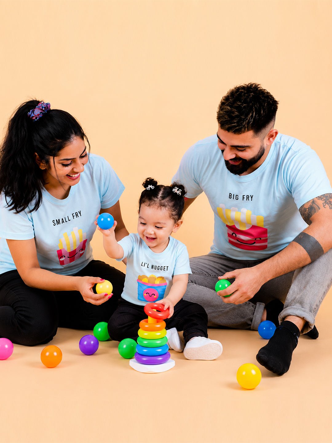 Big Fries Cotton Matching Family T-Shirt Twinning Combo Of 3