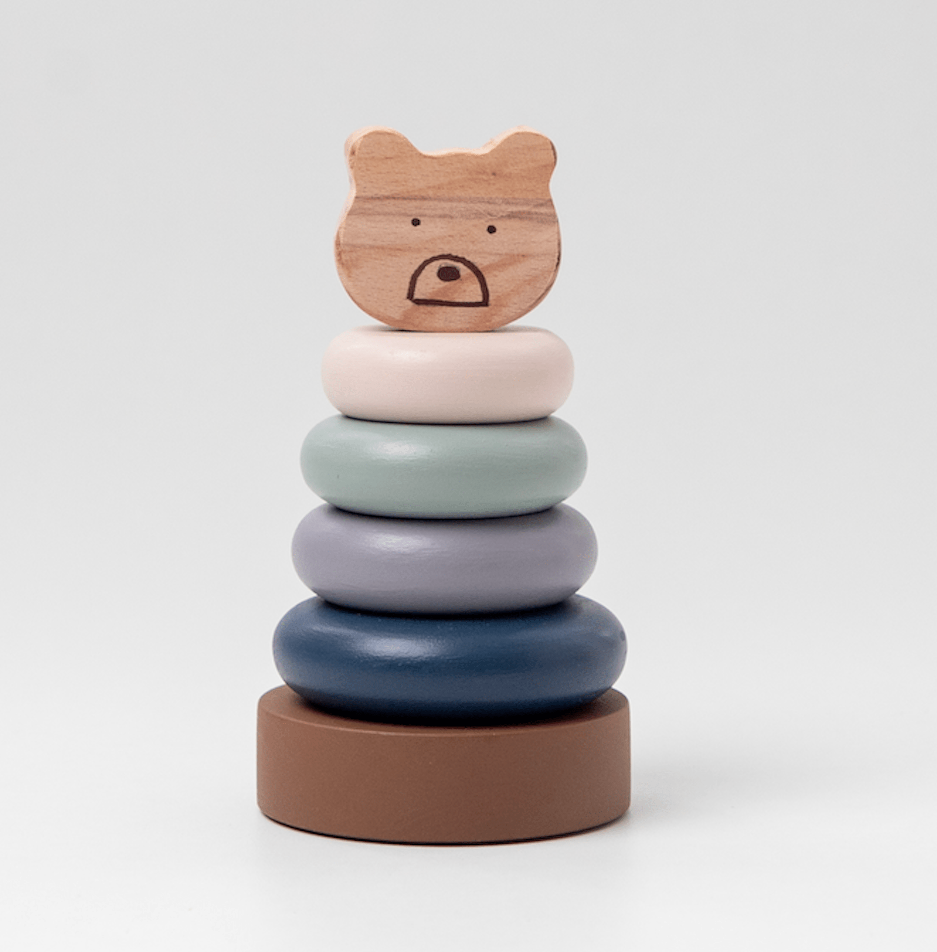 Bear Toddler 3 PCS Wooden Toy Gift Box With Roller And Stacker