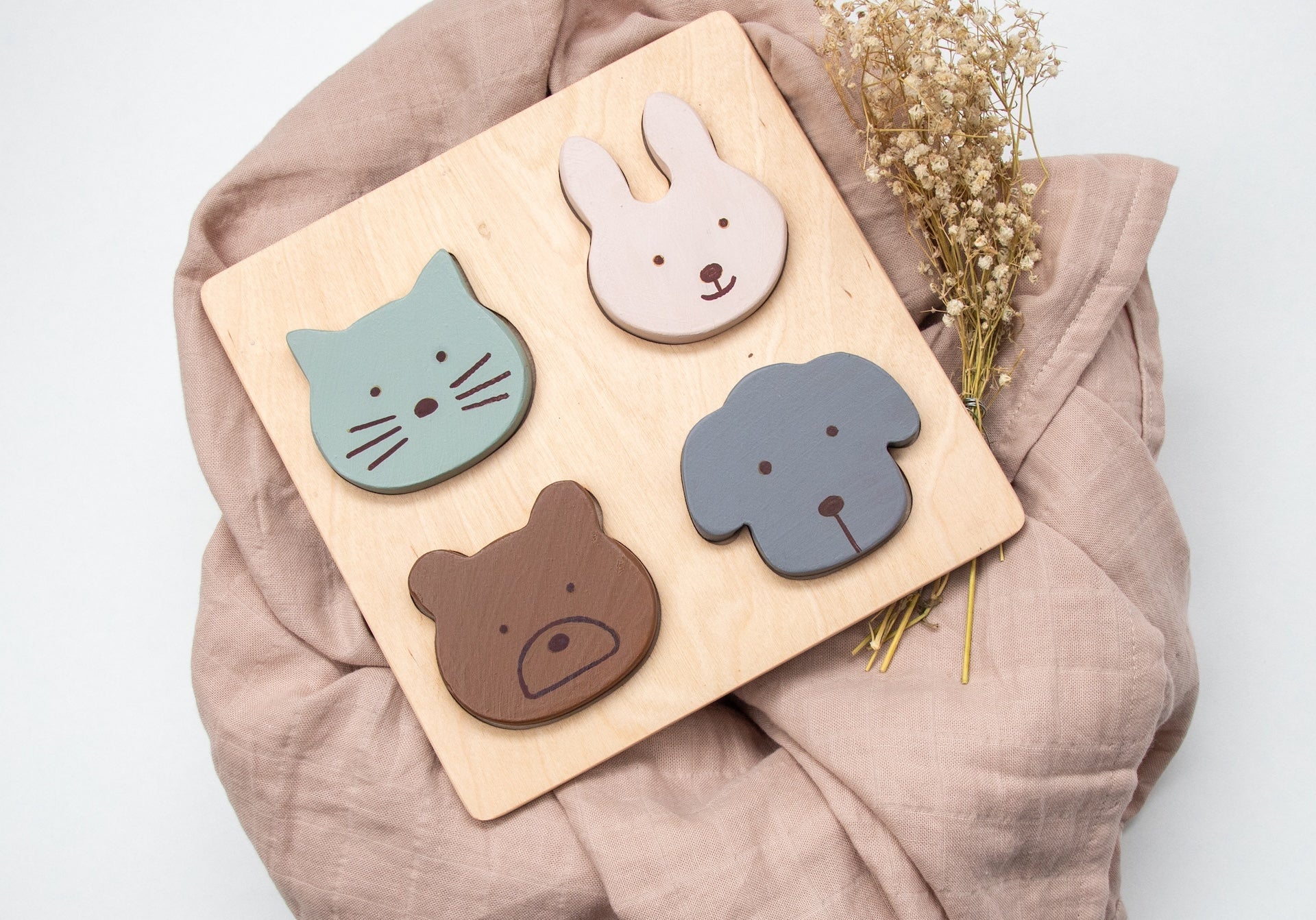 Bear Toddler 3 PCS Wooden Toy Gift Box With Roller And Stacker