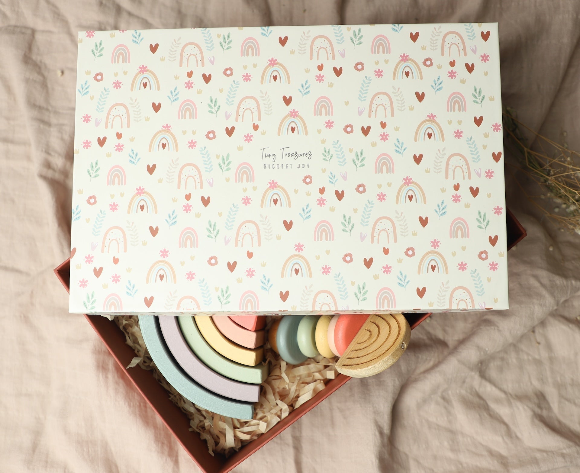 Rainbow Beginnings 3 PCS Newborn Baby Gift Box With Stacker And Rattle