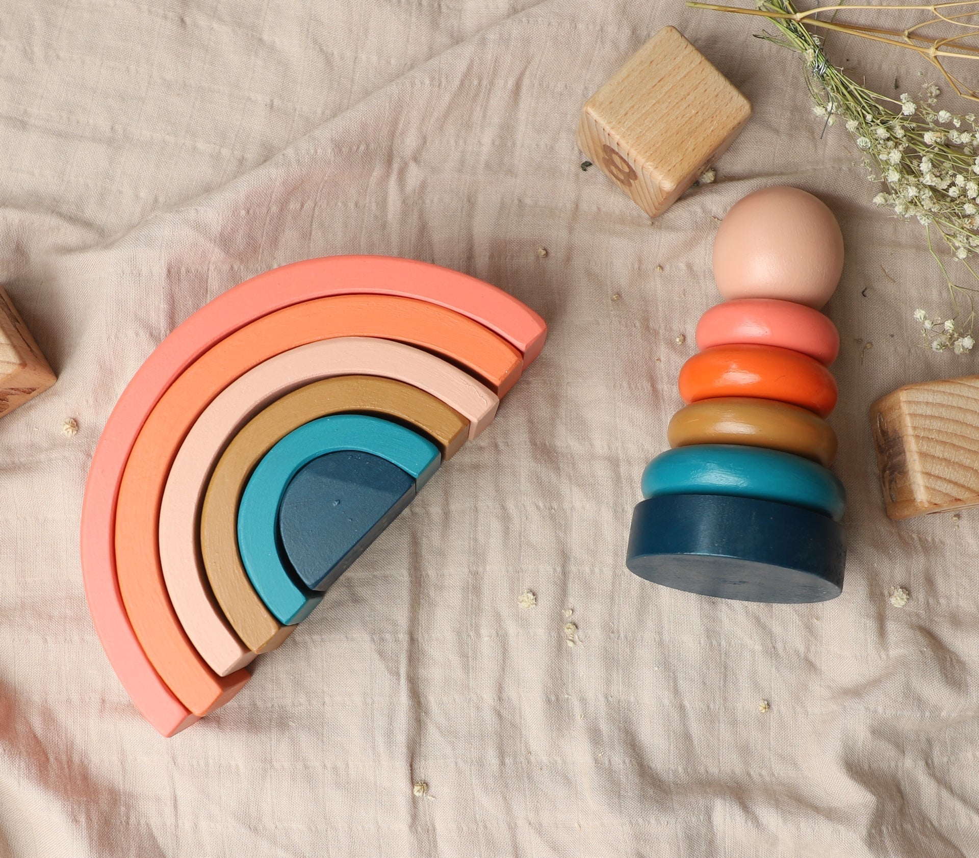 Stack & Play Sunset Wooden 2 PCS Toddler Gift Box With Stackers