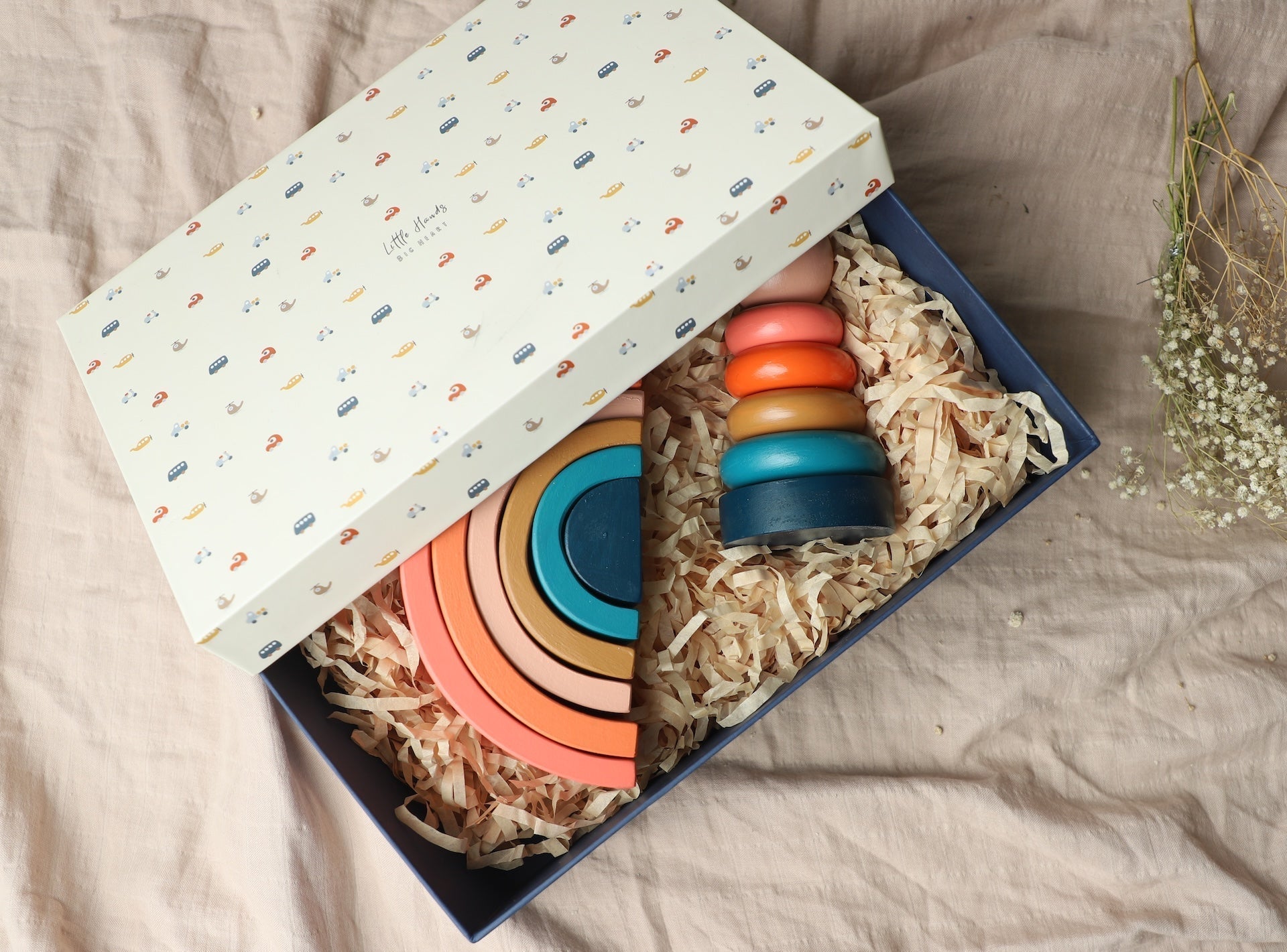 Stack & Play Sunset Wooden 2 PCS Toddler Gift Box With Stackers