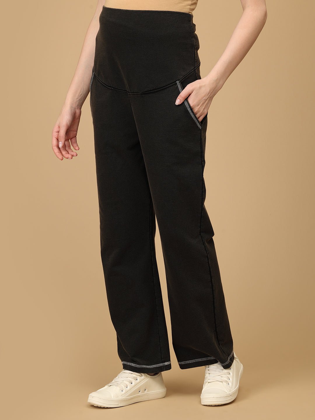  Knit Maternity Denims With Belly Support Black