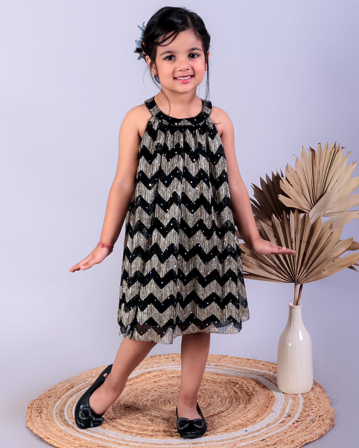 Black Splendor Shimmer Tulle Girls Casual Dress