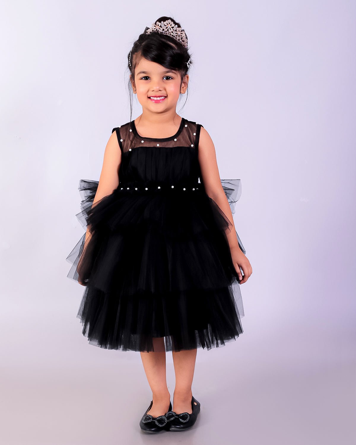Black Swan Tulle Girls Layered Puffy Party Dress