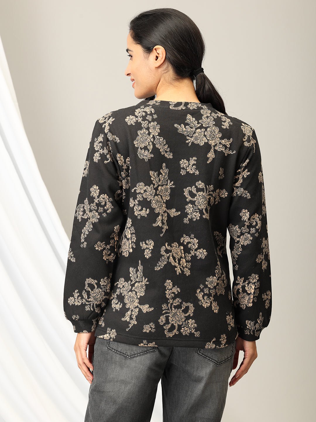  Bloom in the Dark Maternity and Nursing Sweatshirt Black