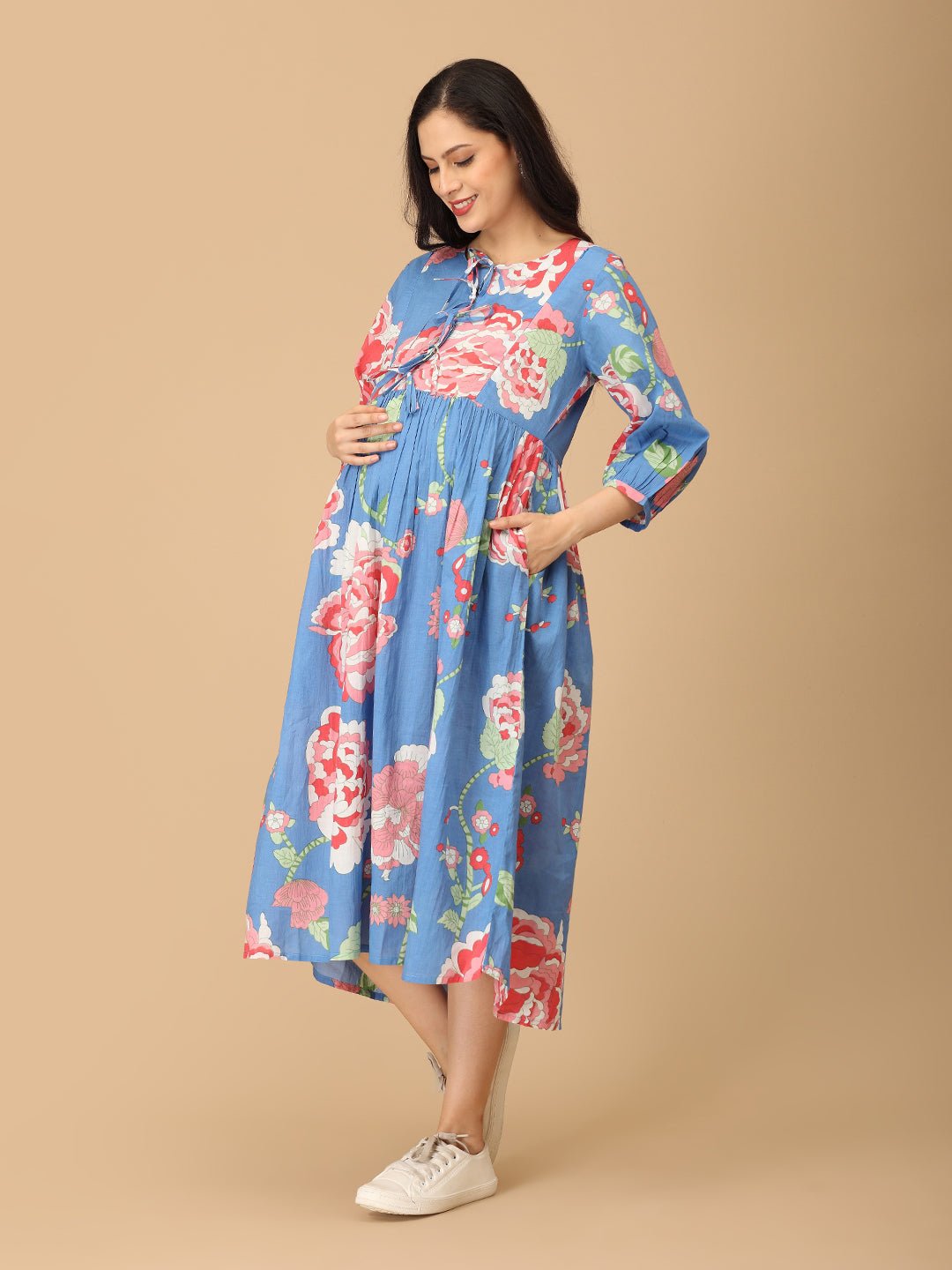  Bloom Me Blue Maternity and Nursing Dress Multi