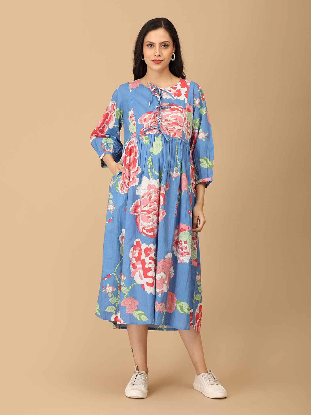  Bloom Me Blue Maternity and Nursing Dress Multi