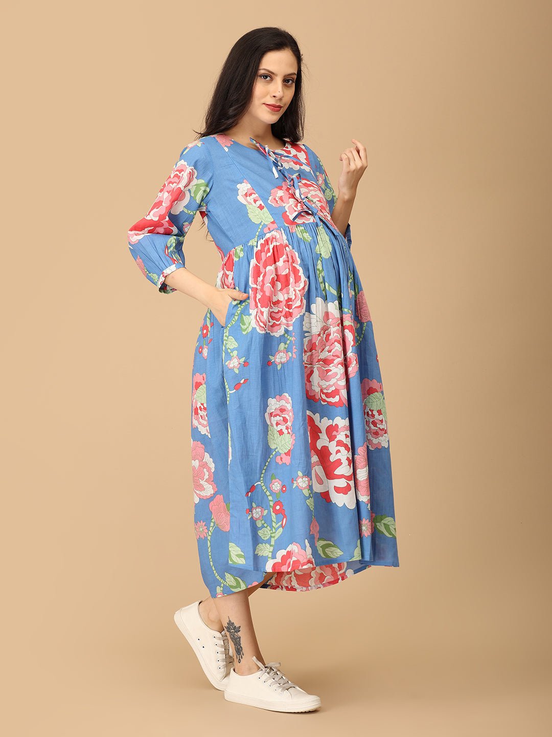 Bloom Me Blue Maternity and Nursing Dress Multi
