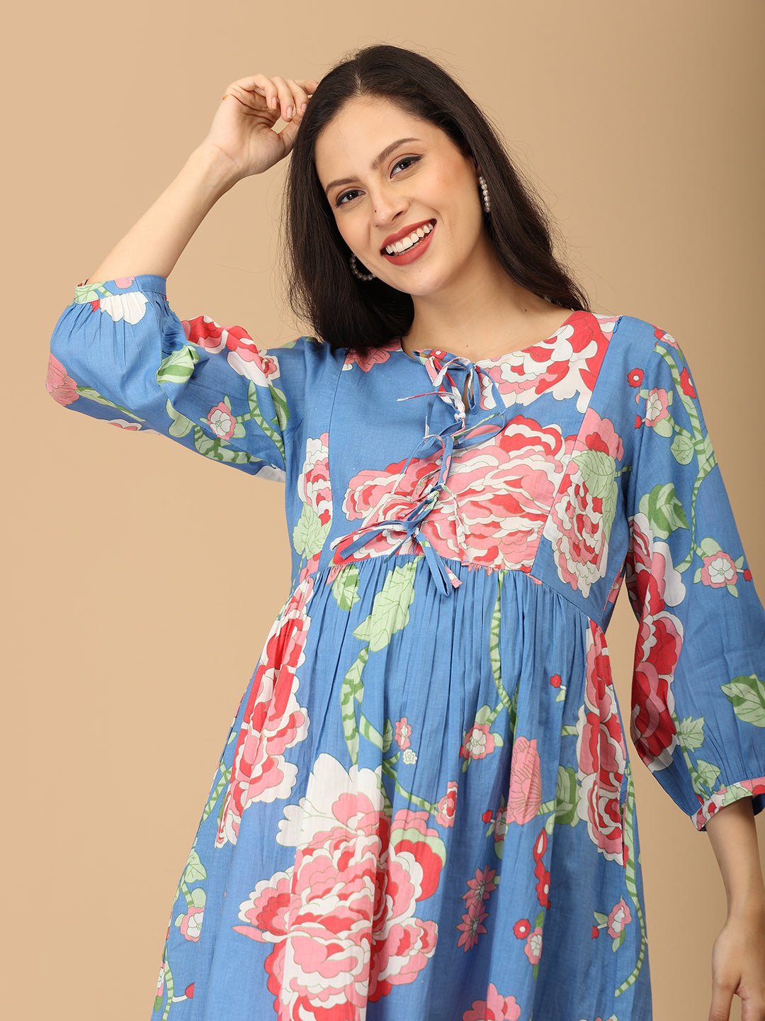  Bloom Me Blue Maternity and Nursing Dress Multi