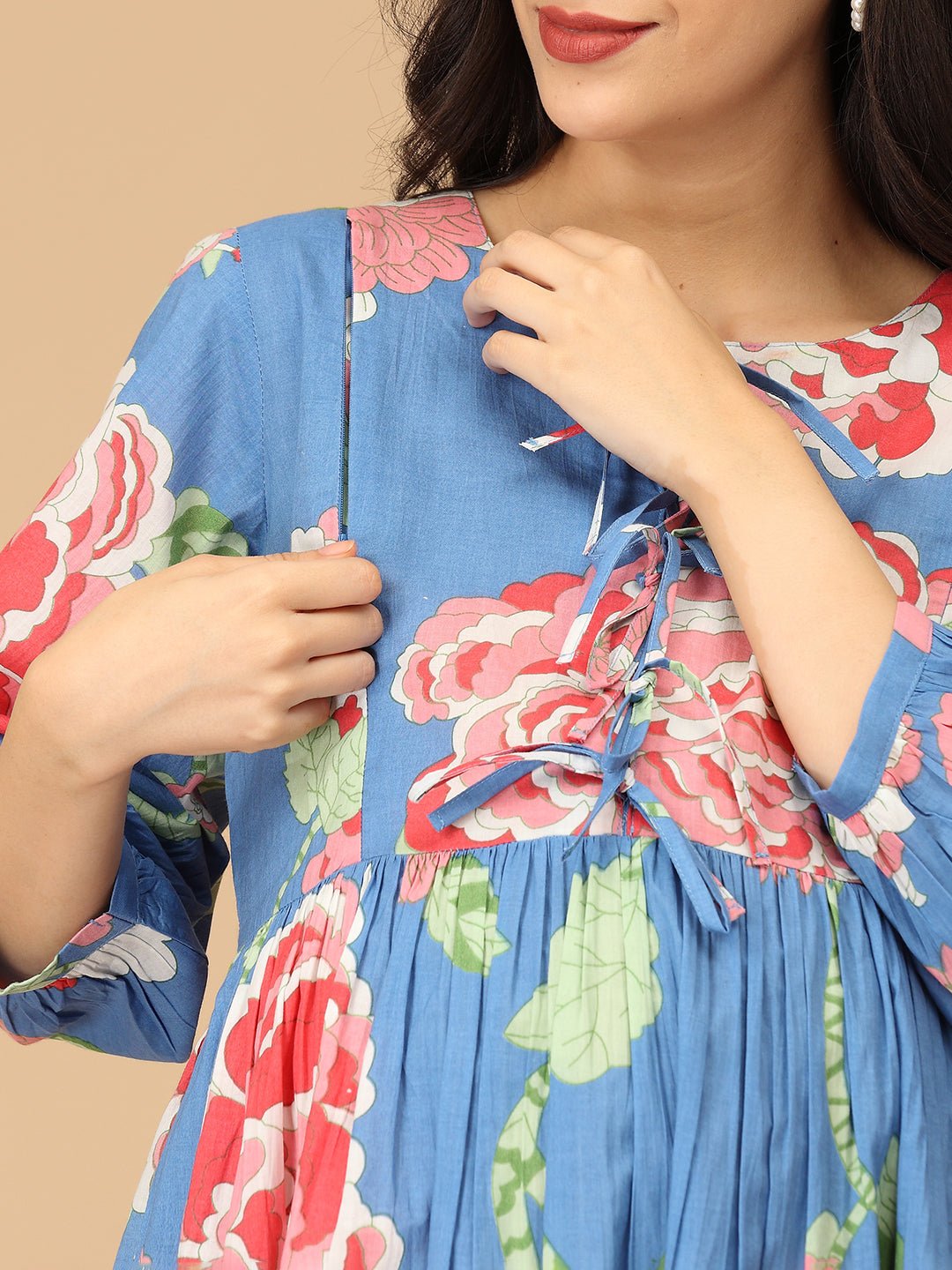 Bloom Me Blue Maternity and Nursing Dress Multi
