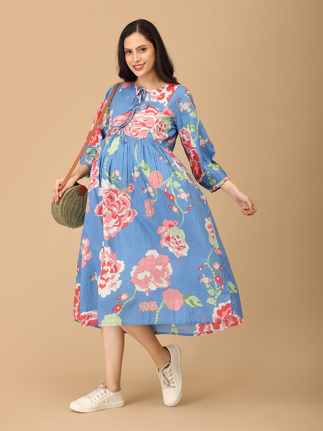  Bloom Me Blue Maternity and Nursing Dress Multi