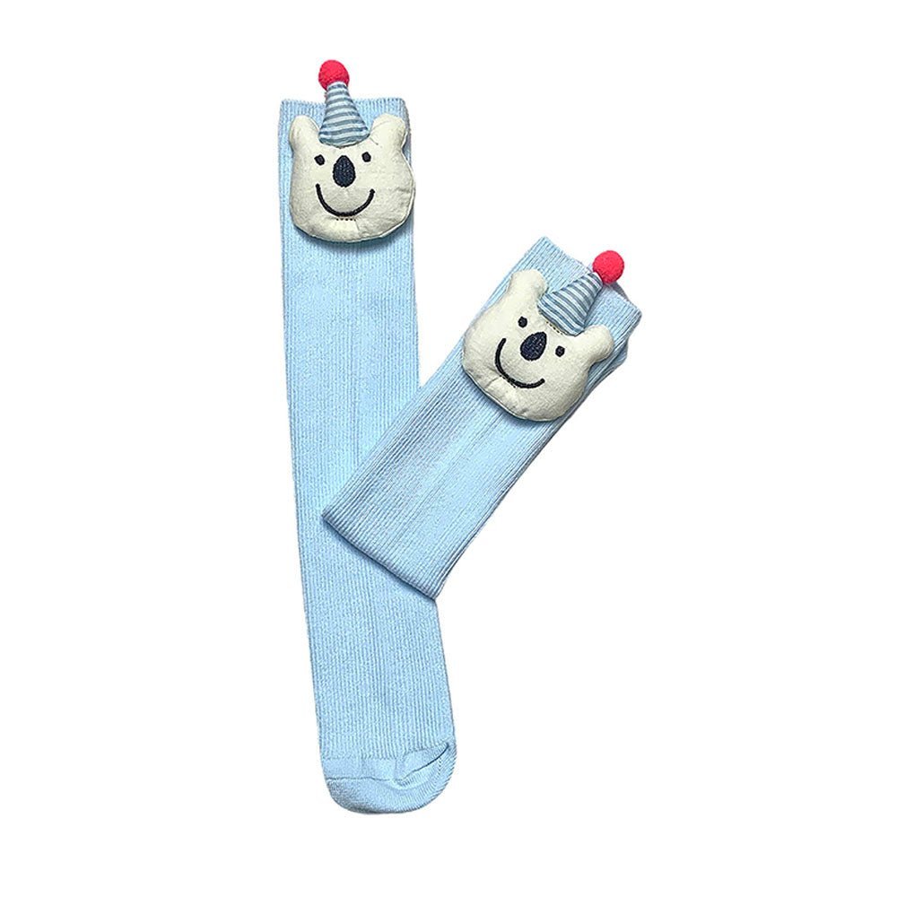Little Surprise Box Blue 3D Party Hat Teddy Socks For Kids