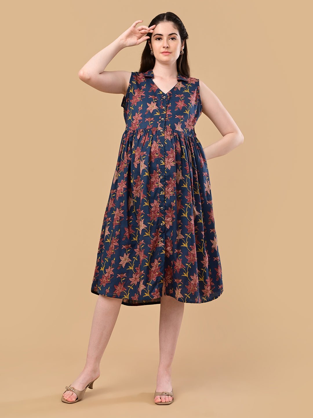  Blue Petal Story Maternity and Nursing Sleeveless Dress Blue