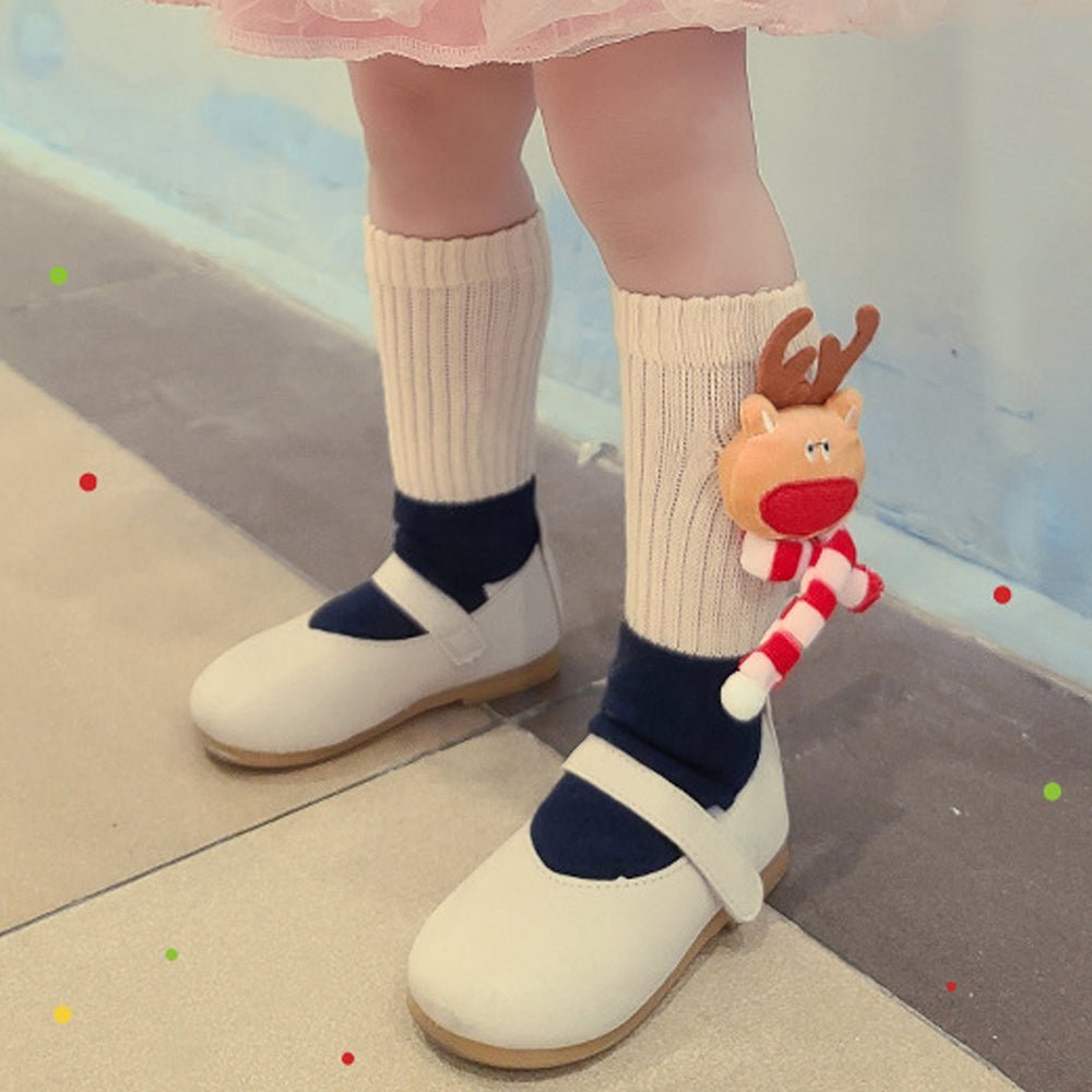 Little Surprise Box Blue Reindeer 3D Pop Up Christmas Socks For Kids