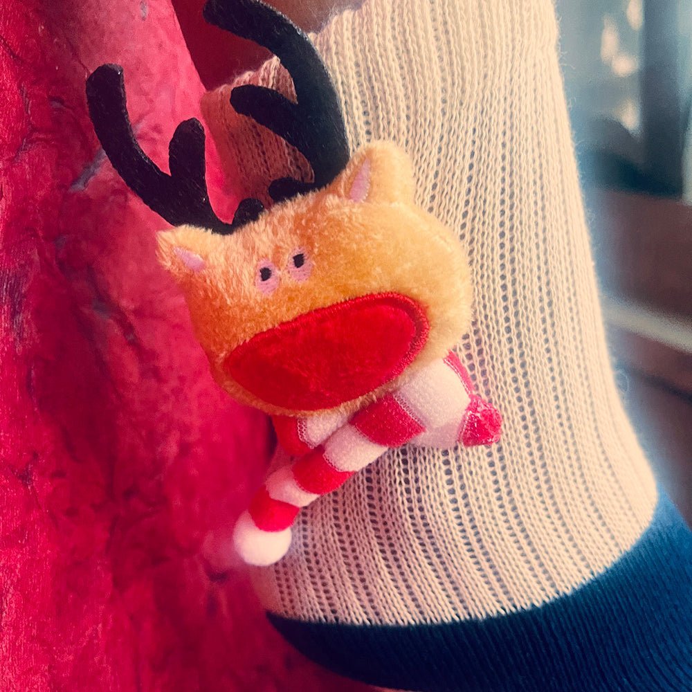 Little Surprise Box Blue Reindeer 3D Pop Up Christmas Socks For Kids