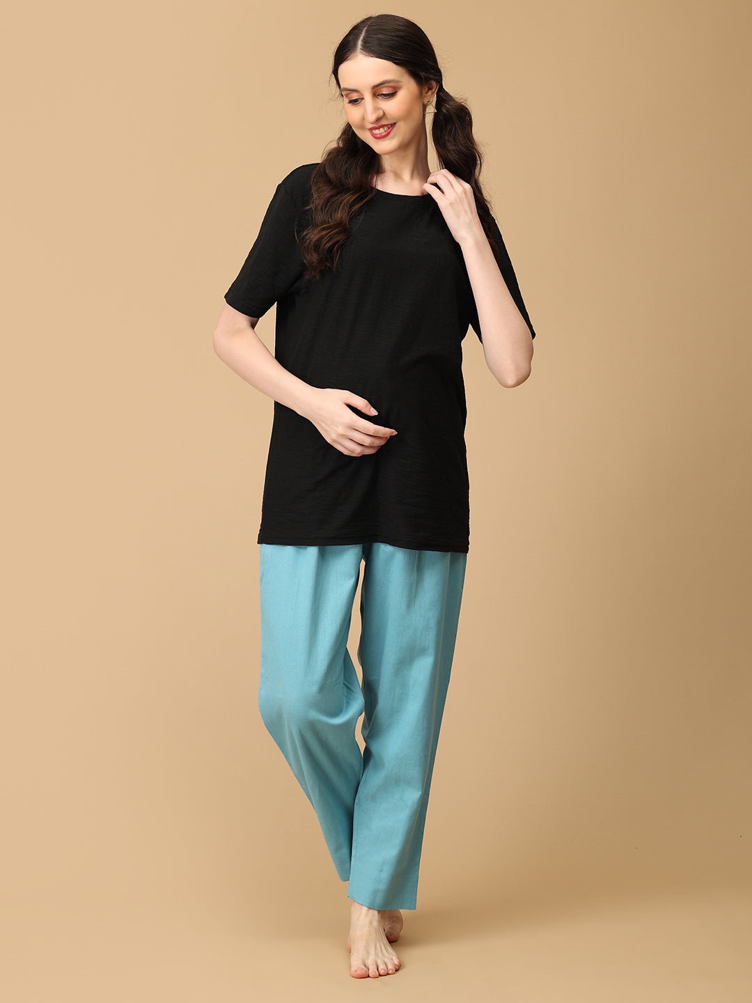  Blue-sy Vibes Maternity Lounge Pants with Drawstring Blue