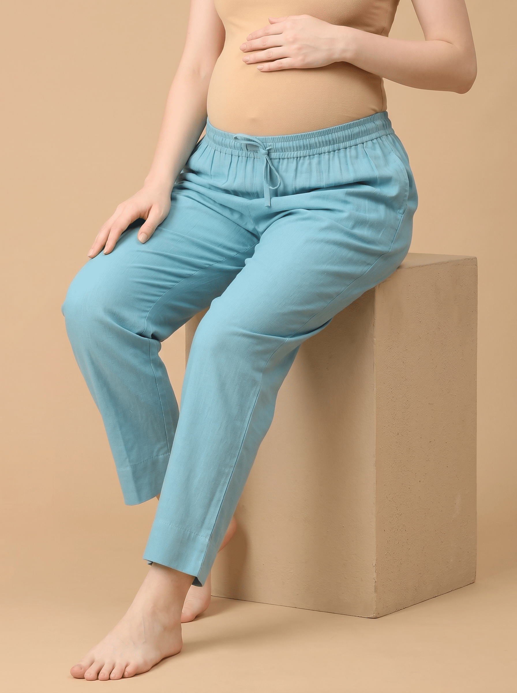  Blue-sy Vibes Maternity Lounge Pants with Drawstring Blue