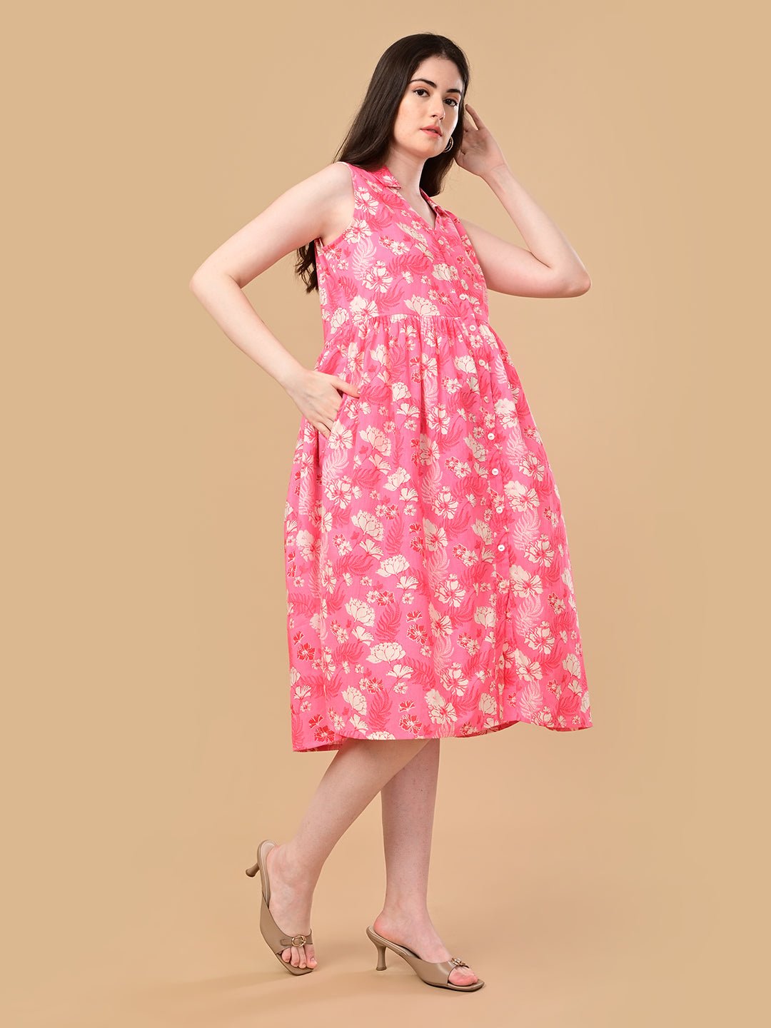  Blush Blossom Maternity and Nursing Sleeveless Dress Pink