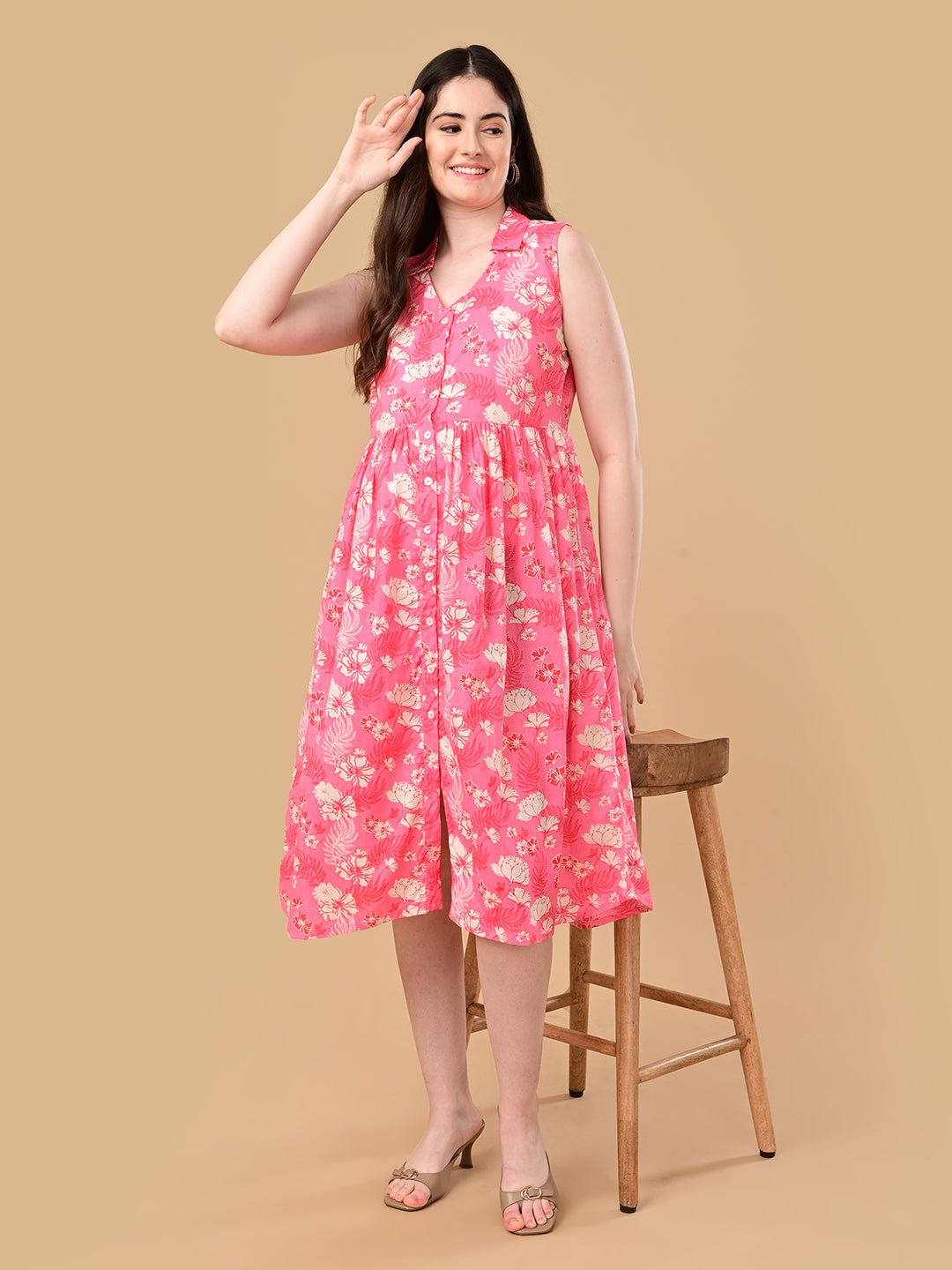  Blush Blossom Maternity and Nursing Sleeveless Dress Pink