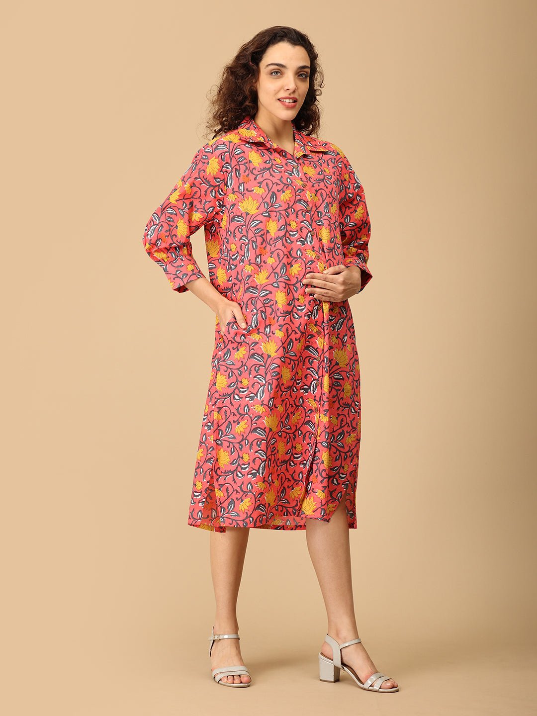  Blush Me Bloom Maternity and Nursing Shirt Dress Pink