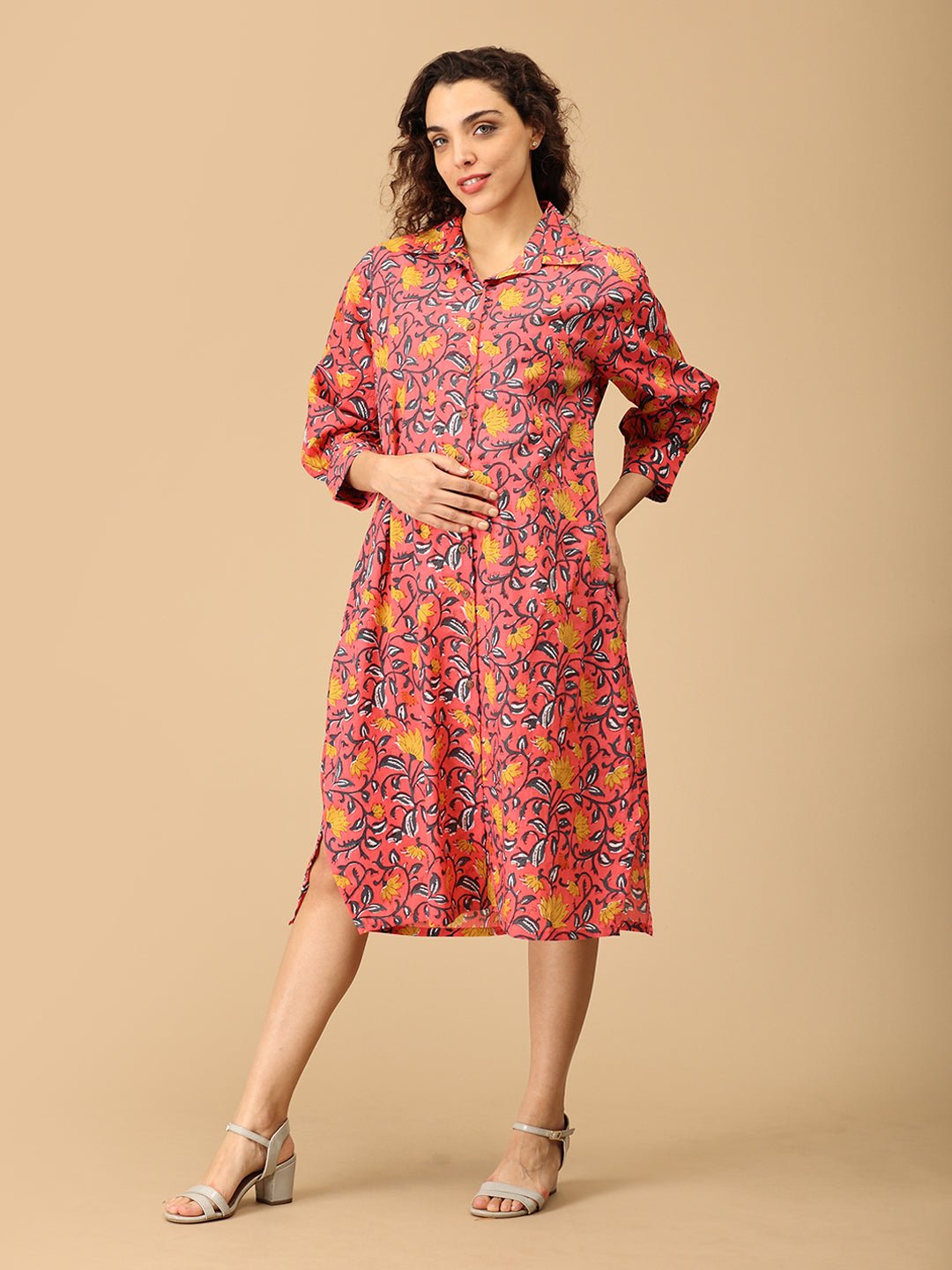  Blush Me Bloom Maternity and Nursing Shirt Dress Pink